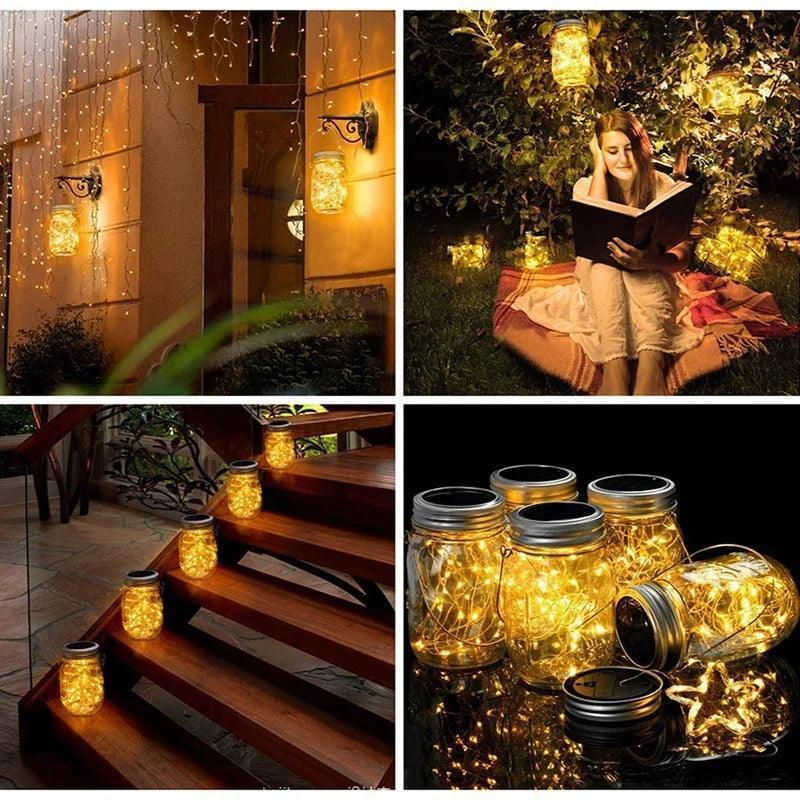 Solar LED Fairy Light Mason Jar String Lantern - ClubOn
