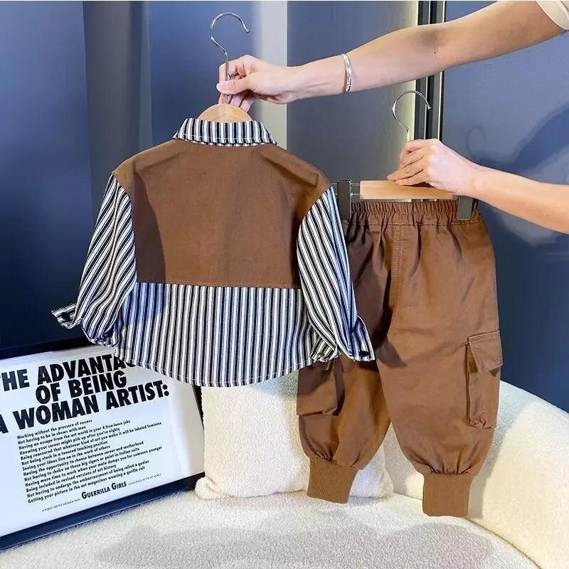 Spring Autumn Baby Boys' 2-Piece Outfit Set – Shirt & Pants - ClubOn