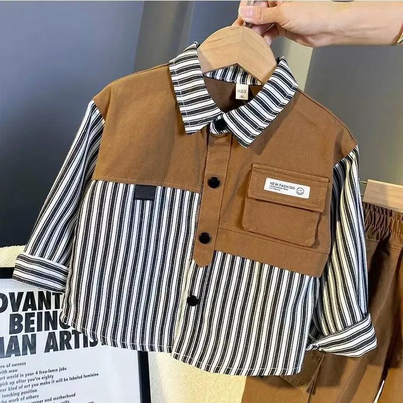 Spring Autumn Baby Boys' 2-Piece Outfit Set – Shirt & Pants - ClubOn