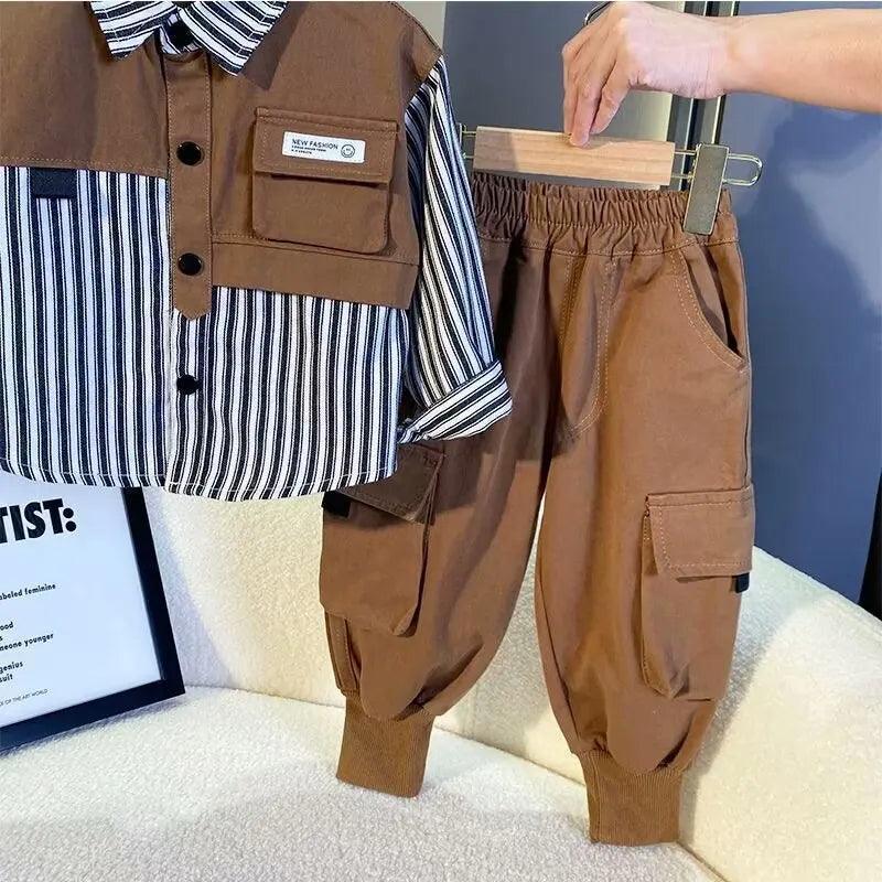Spring Autumn Baby Boys' 2-Piece Outfit Set – Shirt & Pants - ClubOn