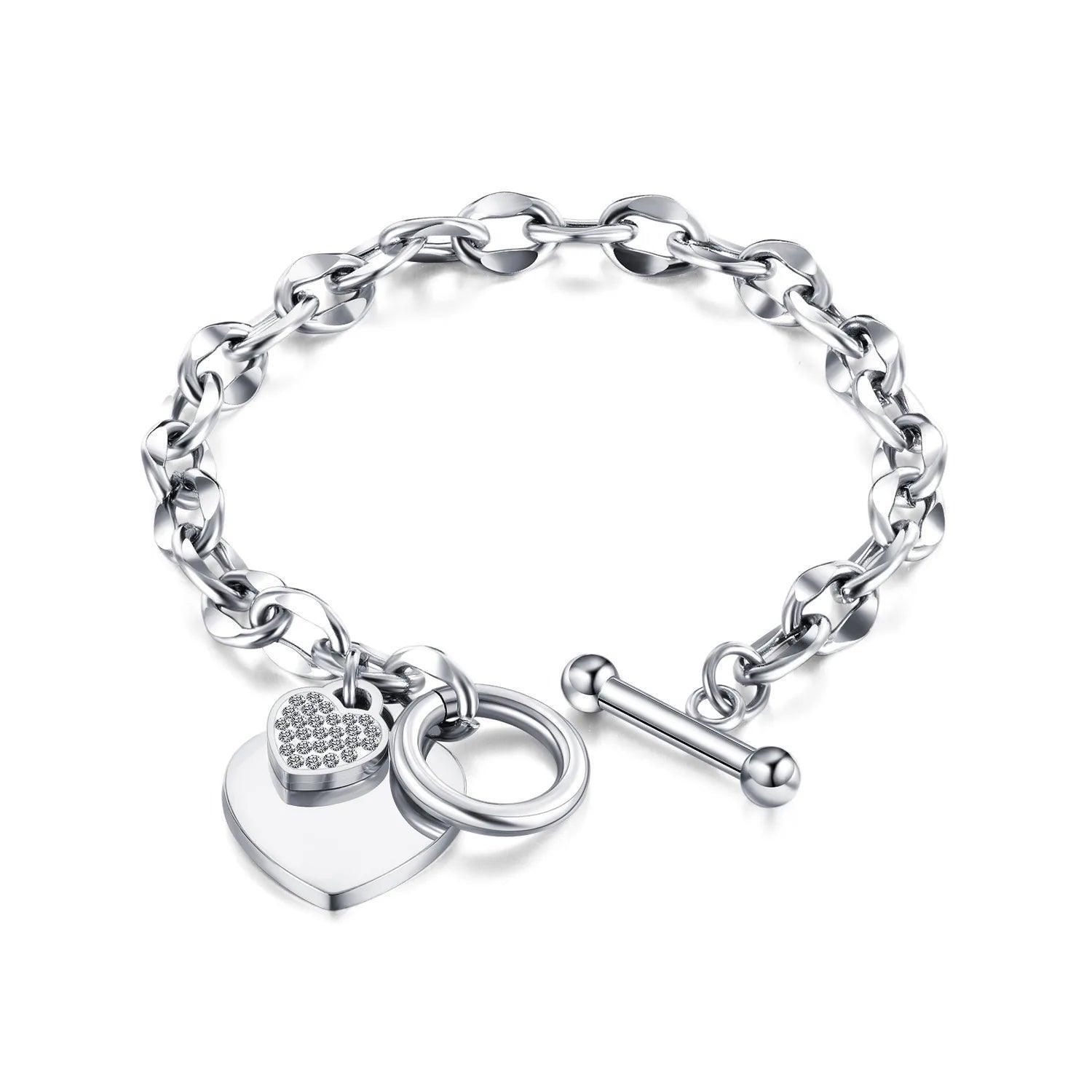 Stainless Steel Heart Bracelet for Women – Fashion Jewelry - ClubOn