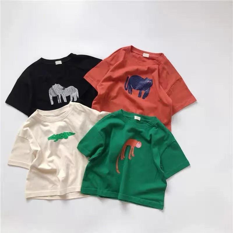 Cute Cartoon Print Short Sleeve T-Shirt for Kids - ClubOn