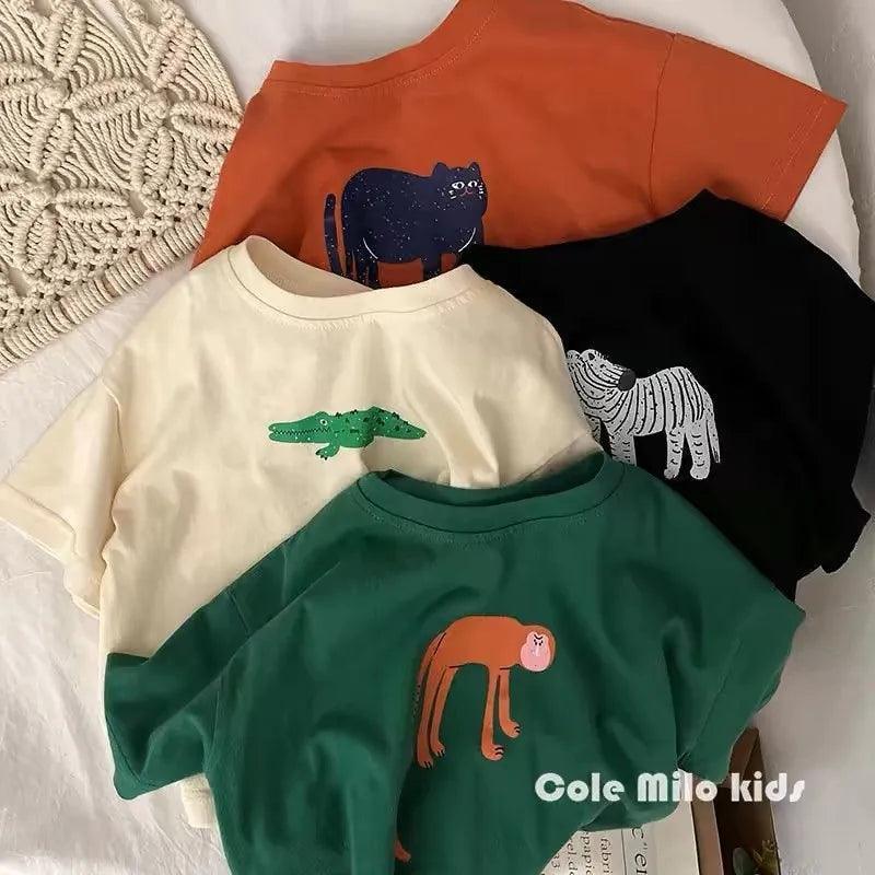 Cute Cartoon Print Short Sleeve T-Shirt for Kids - ClubOn