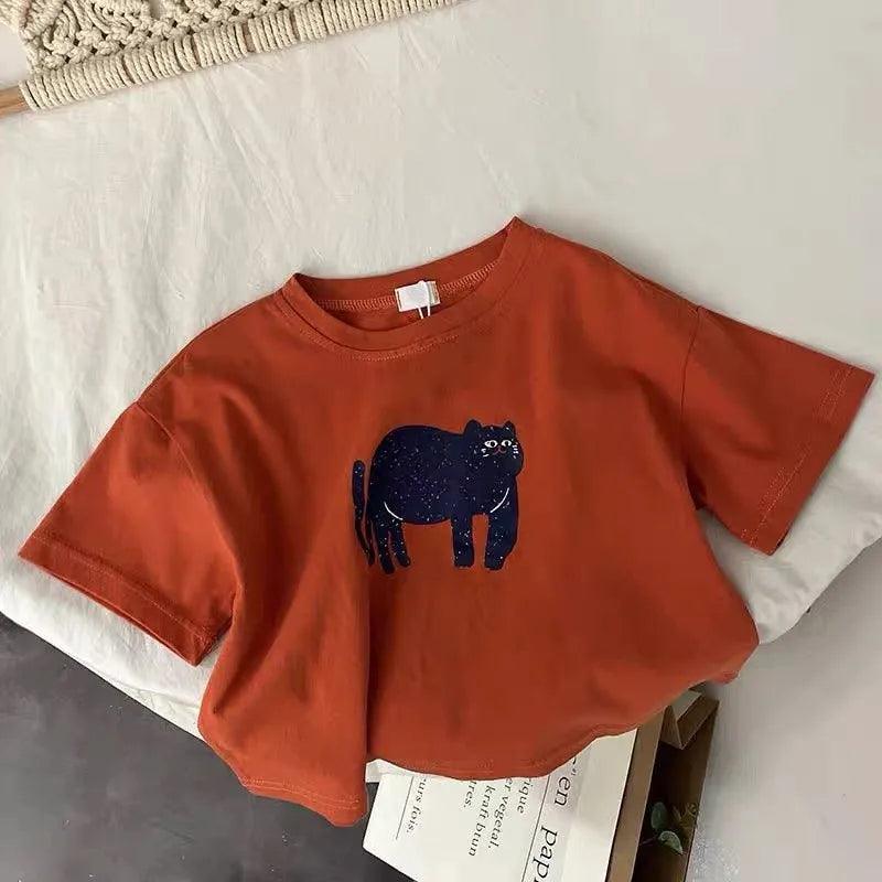 Cute Cartoon Print Short Sleeve T-Shirt for Kids - ClubOn