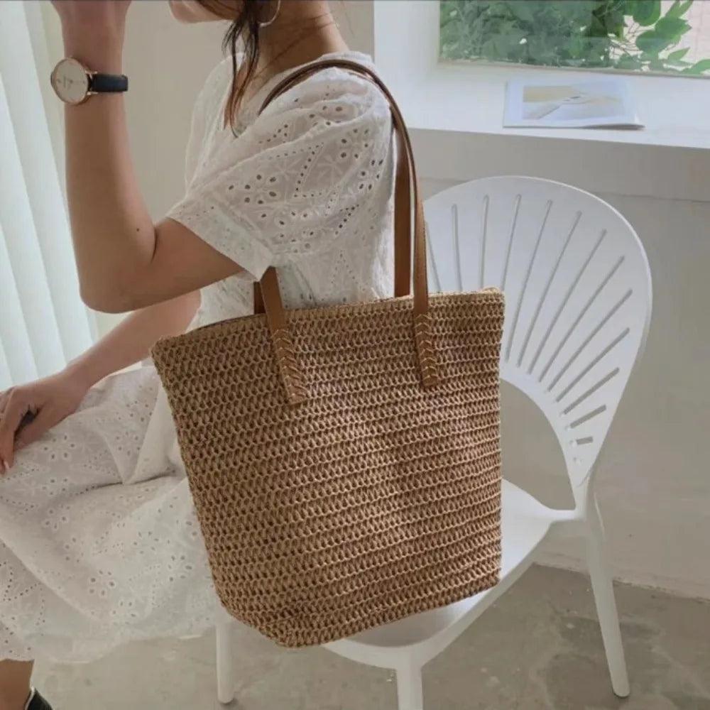 Summer Woven Straw Shoulder Bag - ClubOn