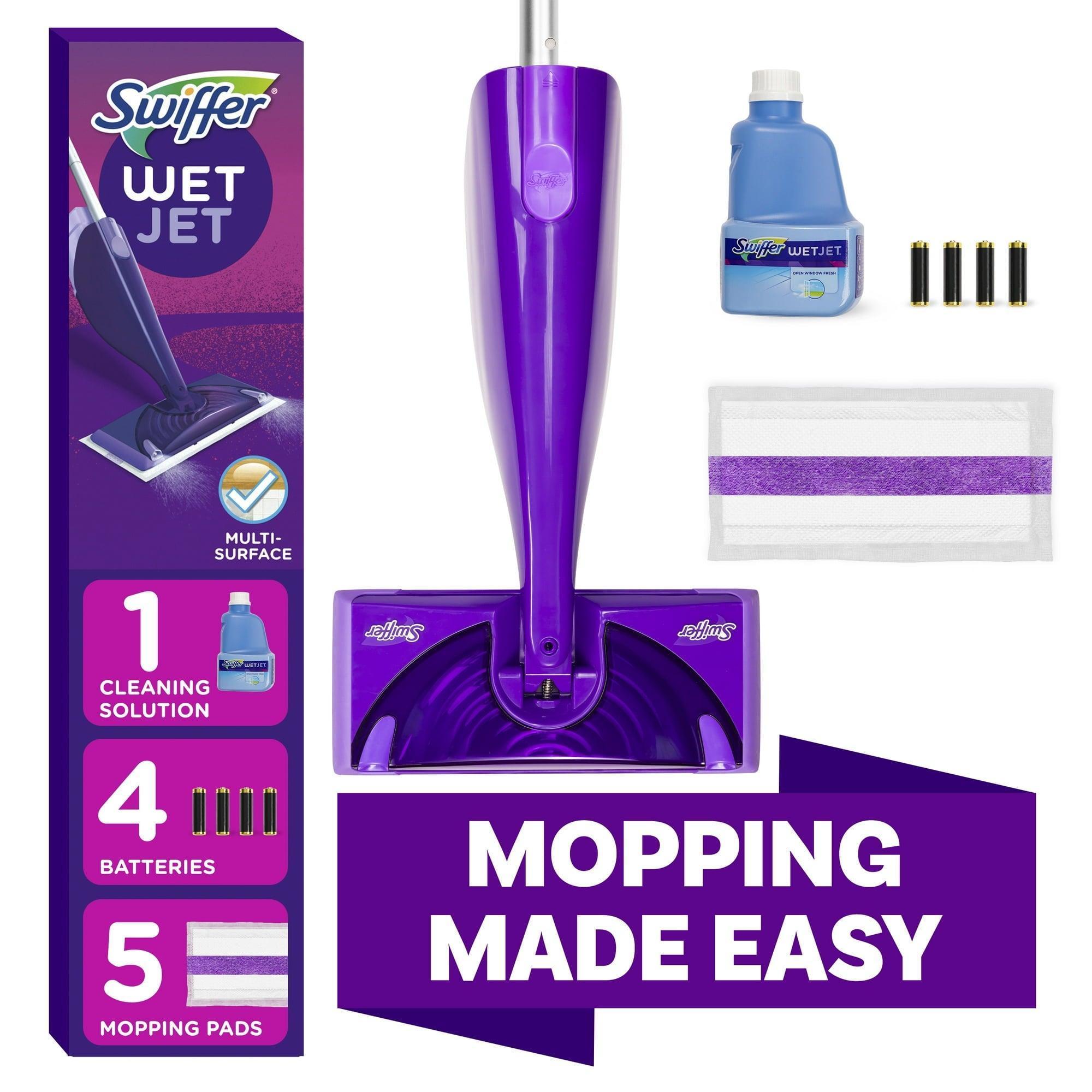 Swiffer WetJet Wood Starter Kit, 1 Mop, 5 Pads, 1 Cleaning Solution, for Hardwood Floors - ClubOn