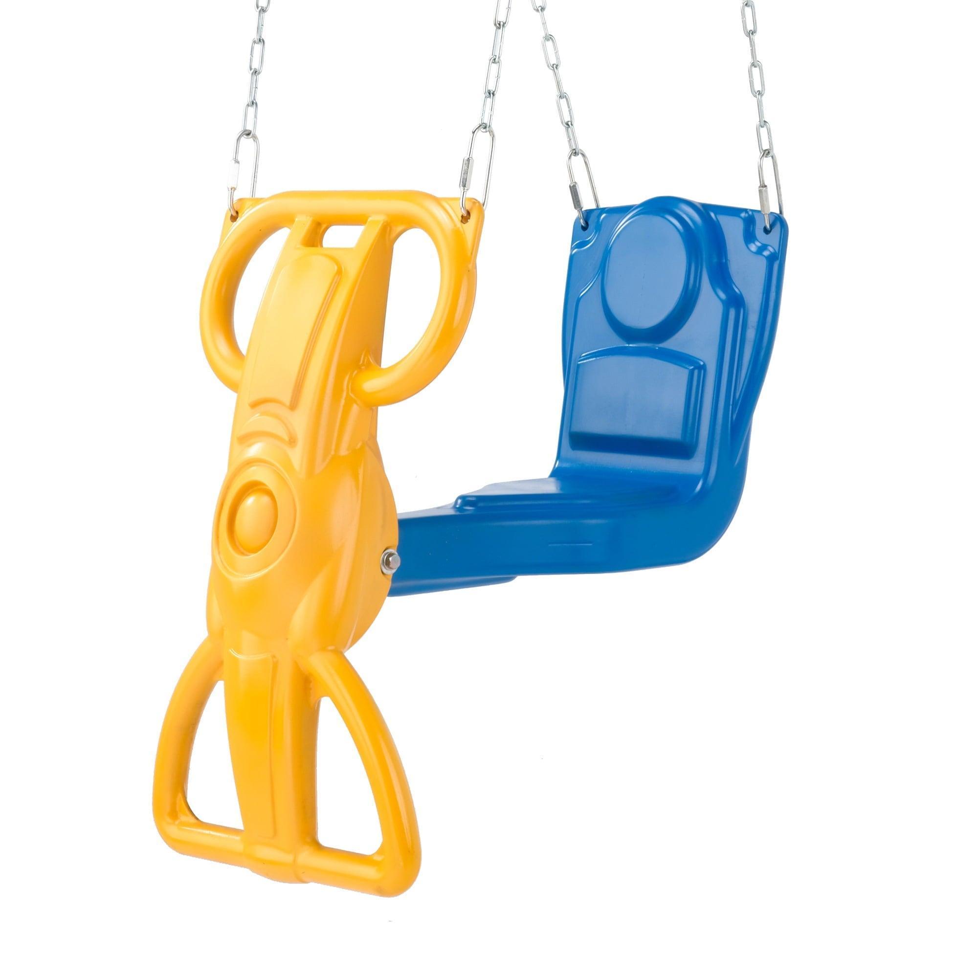 Swing-N-Slide Wind Rider Glider Swing with Chains – Blue and Yellow Outdoor Swing for Backyard Fun - ClubOn