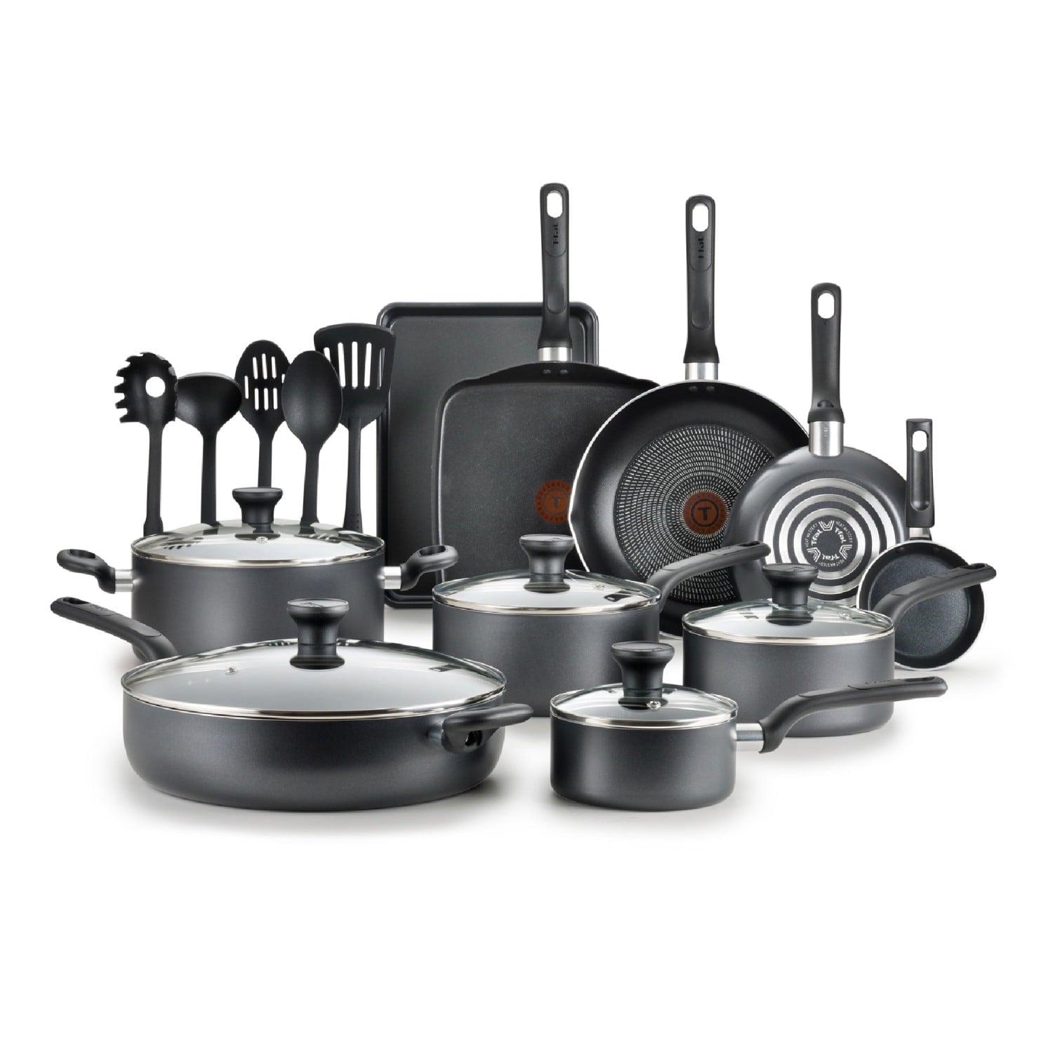 T-fal Easy Care Nonstick Cookware, 20-Piece Set – Durable, Grey - ClubOn