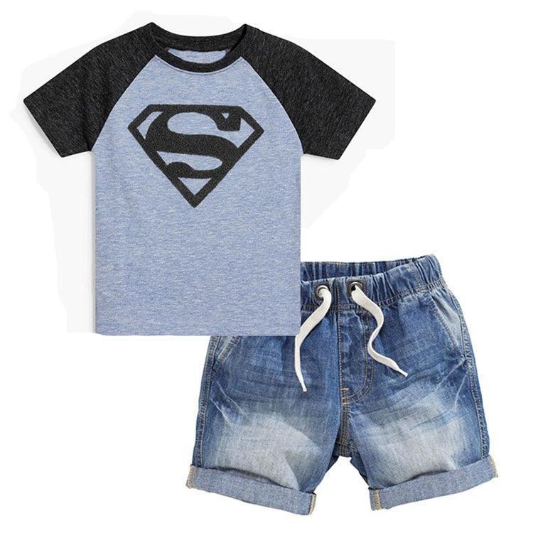 Superman Summer Suit: T-Shirt & Denim Shorts - ClubOn