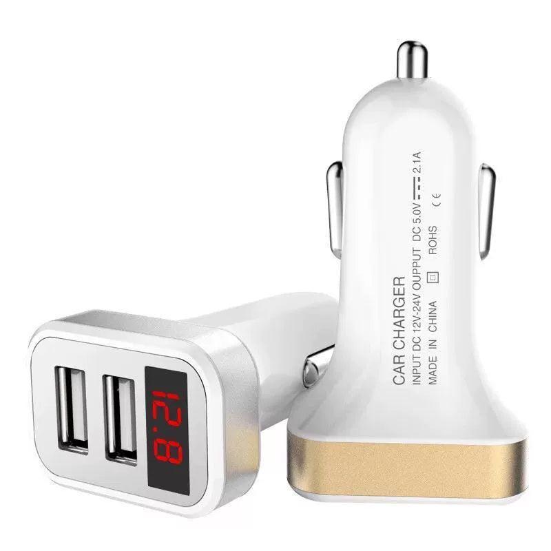 Dual USB Car Charger with Digital LCD Display – 12V/24V Voltage Monitor - ClubOn