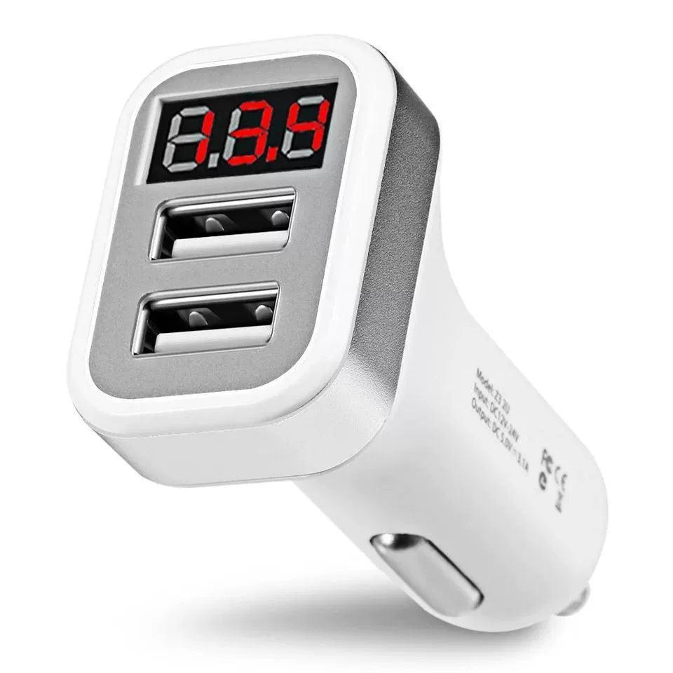 Dual USB Car Charger with Digital LCD Display – 12V/24V Voltage Monitor - ClubOn