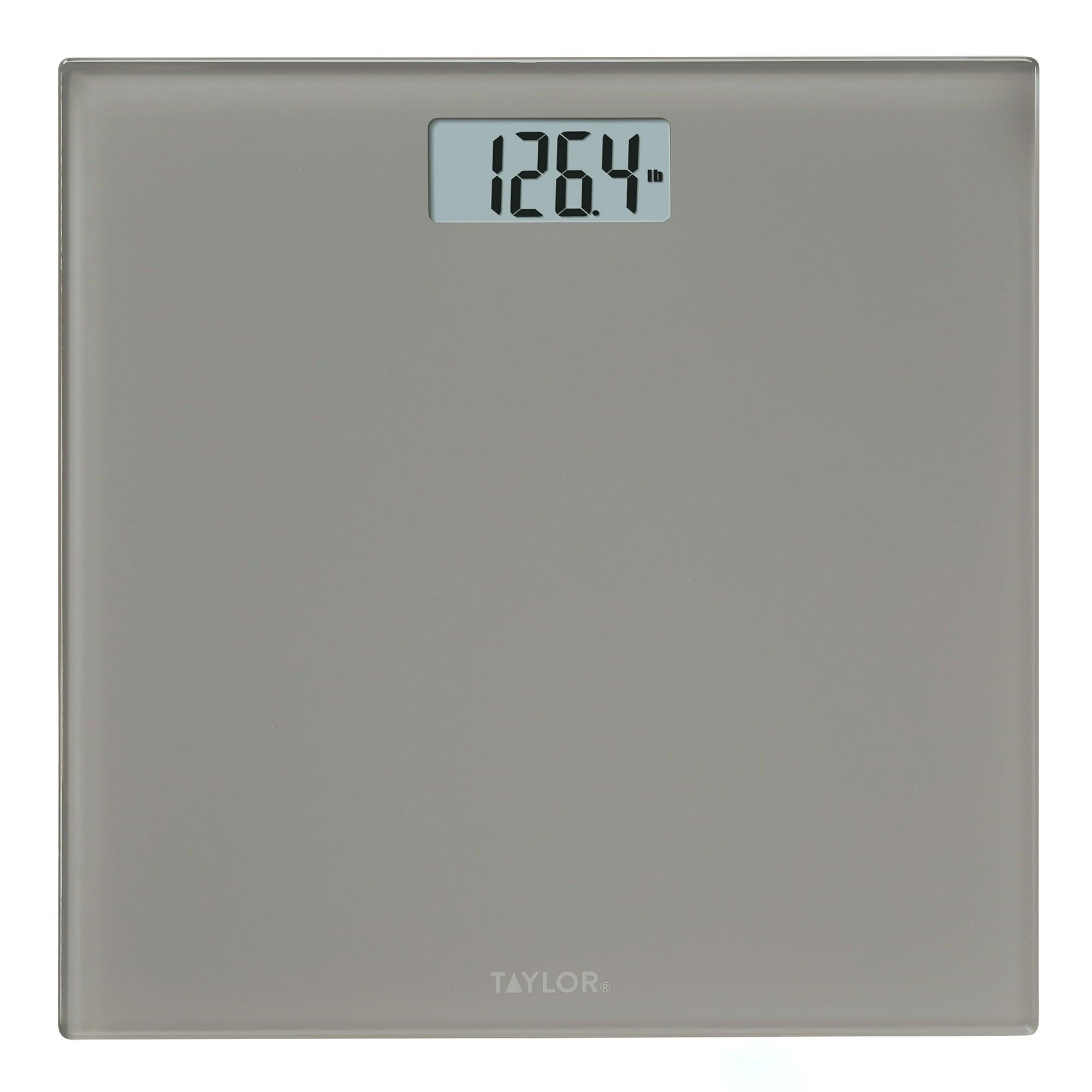 Taylor 11.0" x 11.0" Digital Body Weight Scale, Battery Powered, Gray Glass, 350lb Capacity - ClubOn