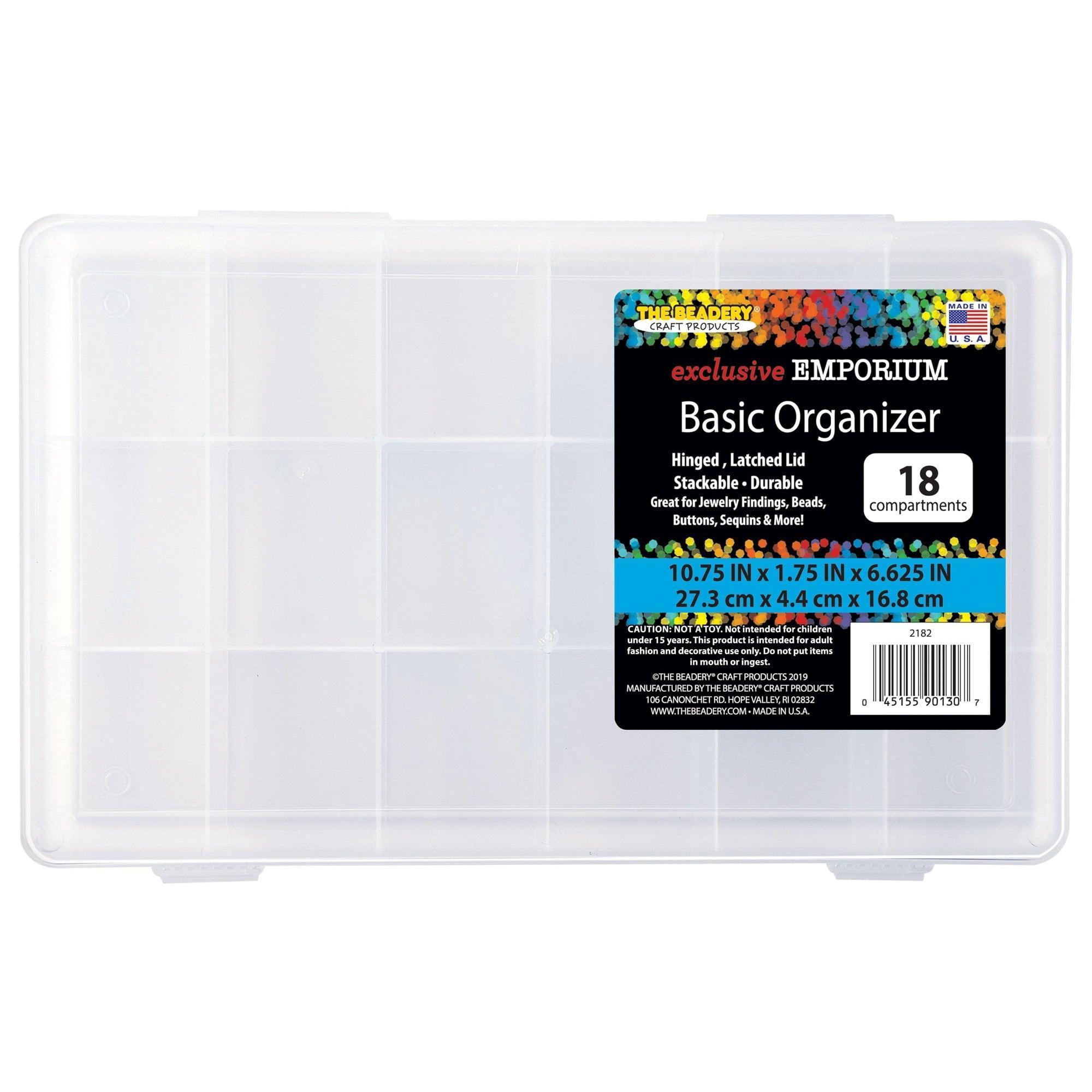 The Beadery 18-Compartment Organizer Box – Clear Plastic Storage for Beads & Craft Supplies - ClubOn