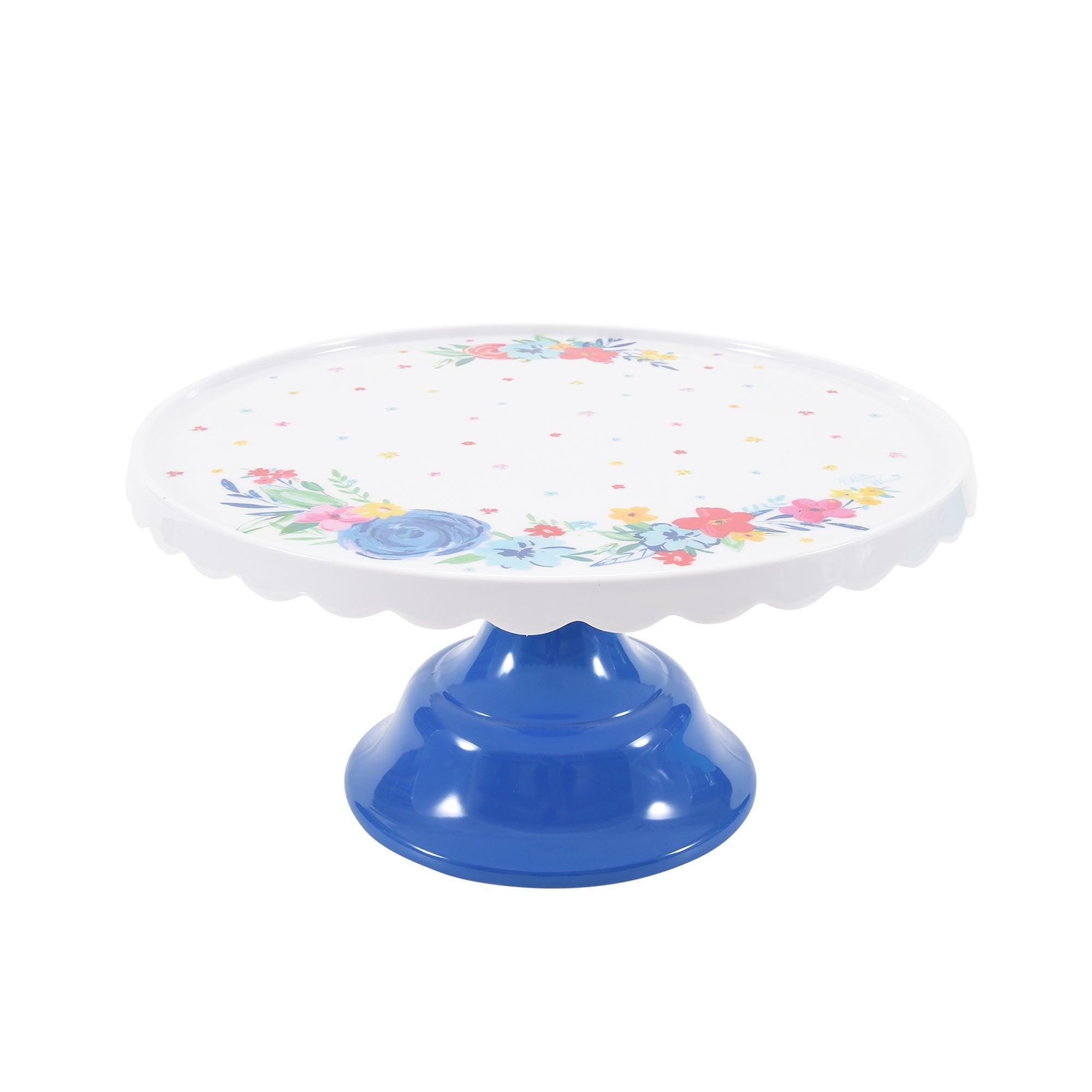 The Pioneer Woman Blue Floral Scalloped Cake Stand - ClubOn