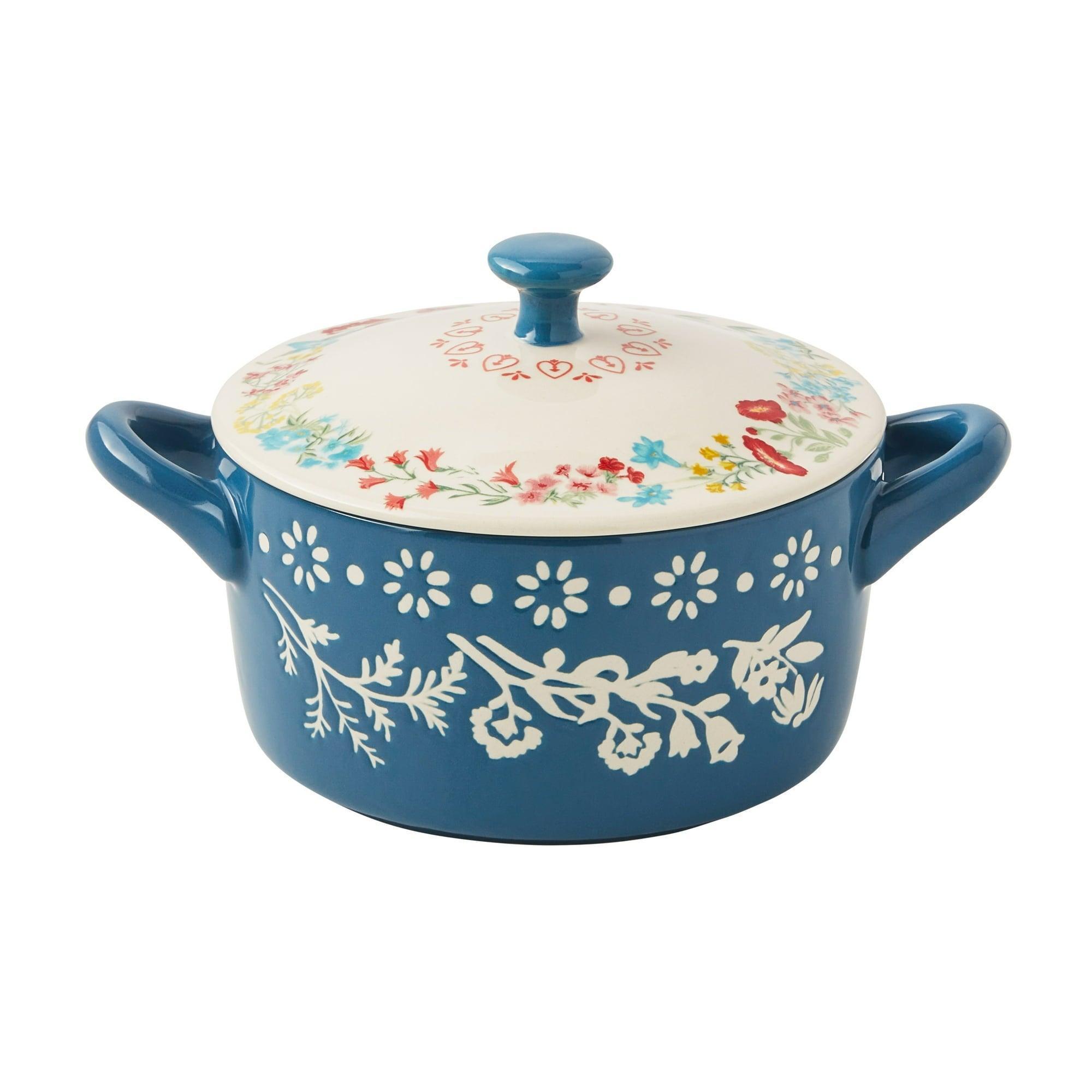 The Pioneer Woman Fancy Flourish Round Ceramic Mini Casserole Dish with Lid - ClubOn
