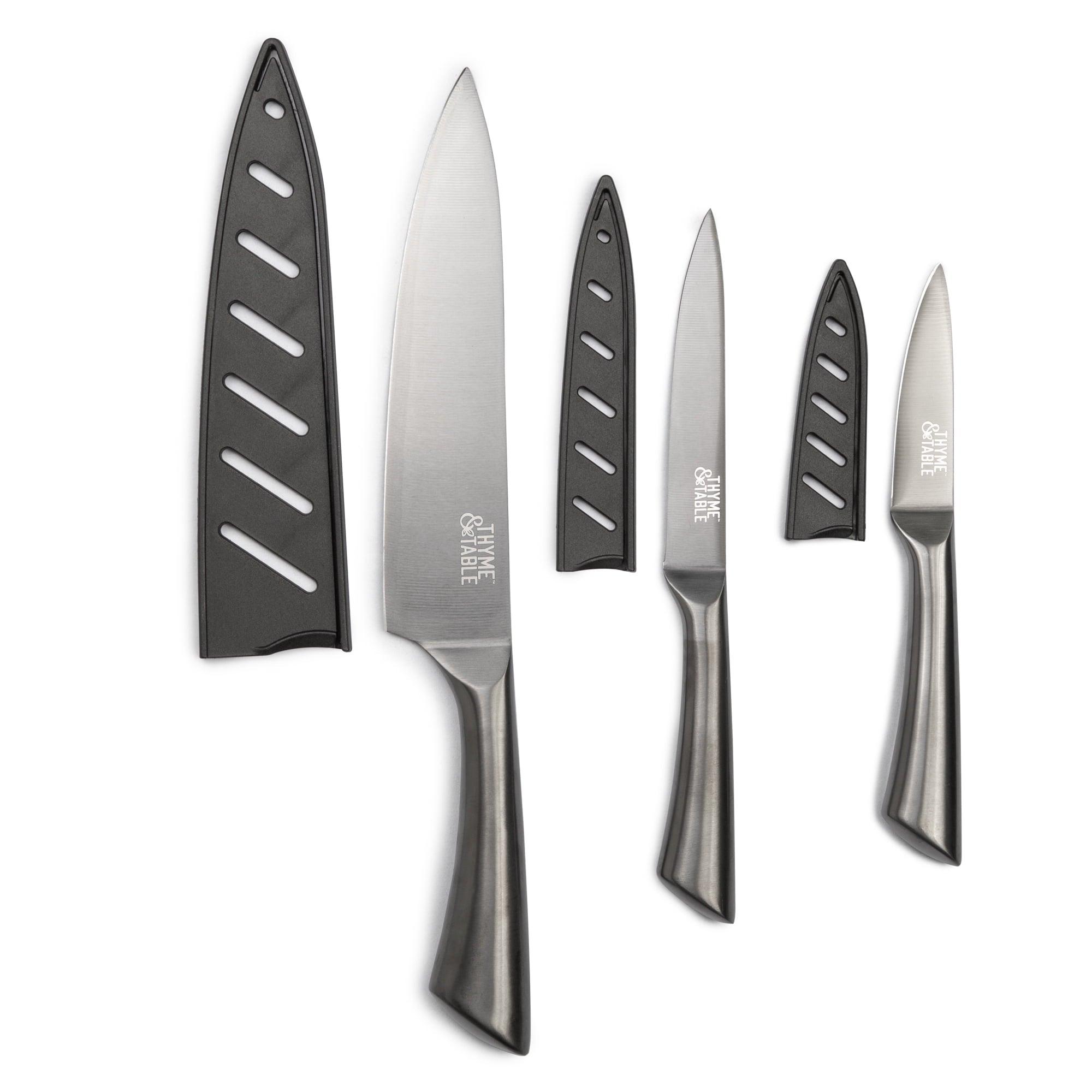 Thyme & Table Non-Stick Coated High Carbon Stainless Steel Chef's Knives, 3-Piece Set - ClubOn