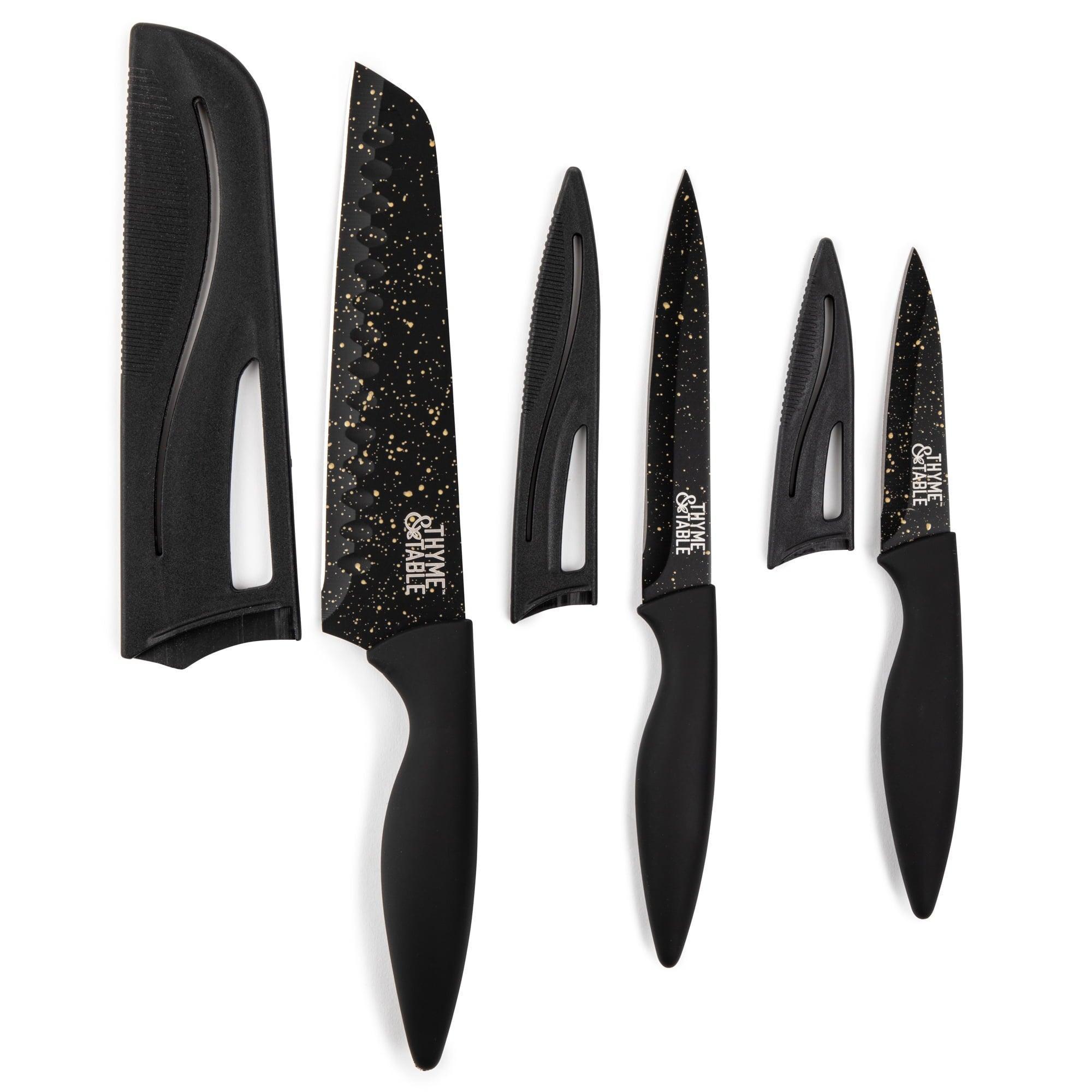 Thyme & Table Non-Stick Coated High Carbon Stainless Steel Speckled Kitchen Knives, 3-Piece Set - ClubOn