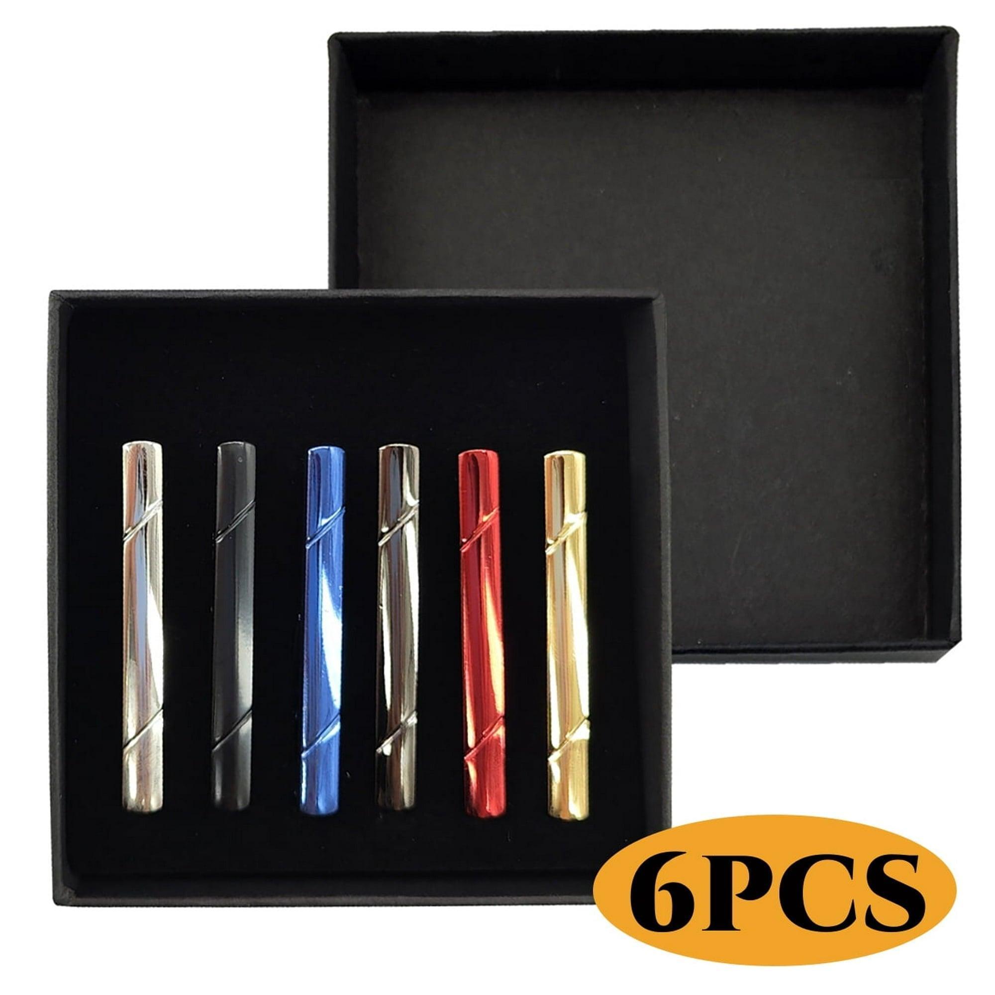 Tie Clips with Gift Box, Set of 6 Tie Pins for Men, Necktie Holders for Wedding, Business, Anniversary & Daily Use - ClubOn
