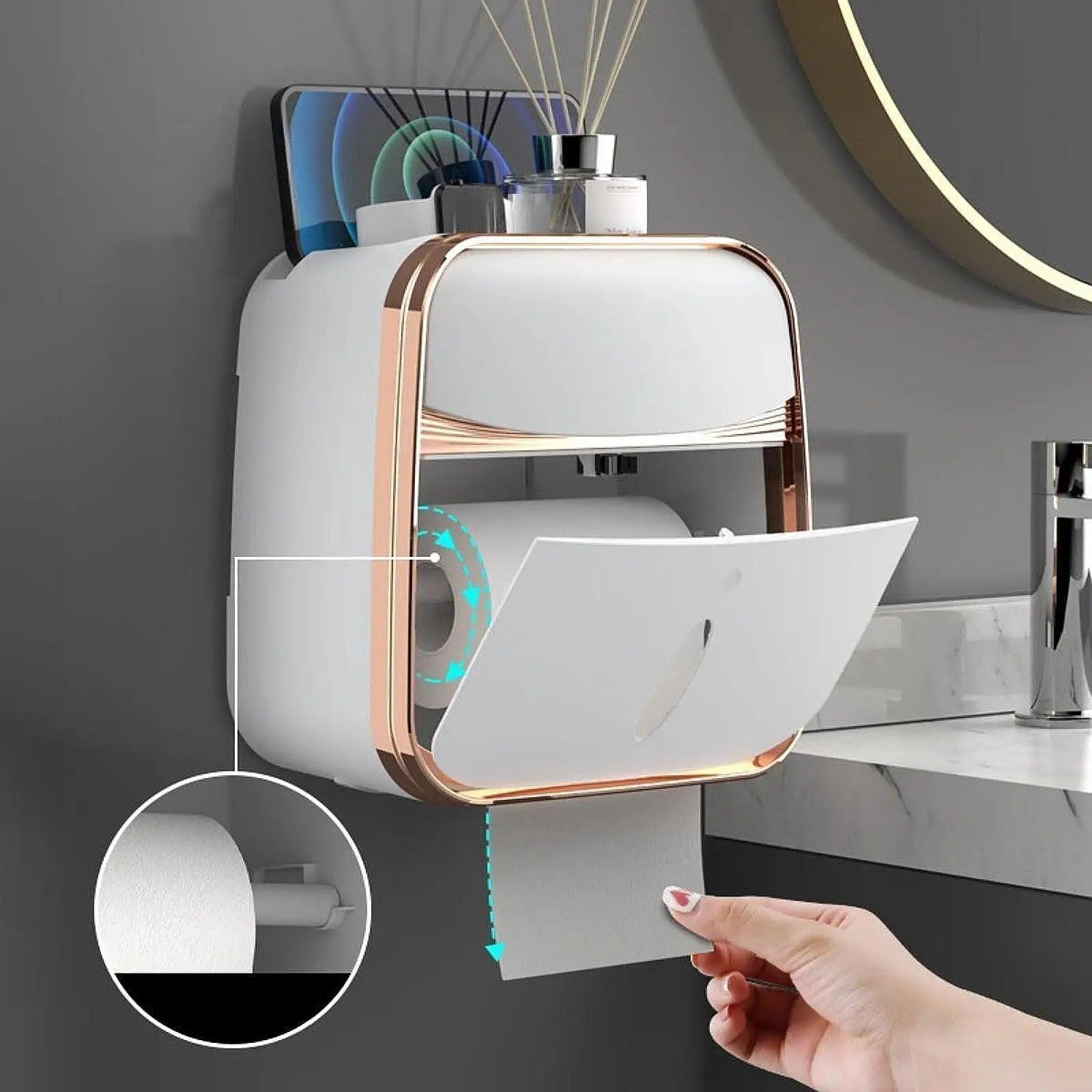 Wall-Mounted Toilet Paper Holder - Space-Saving Tissue Organizer - ClubOn