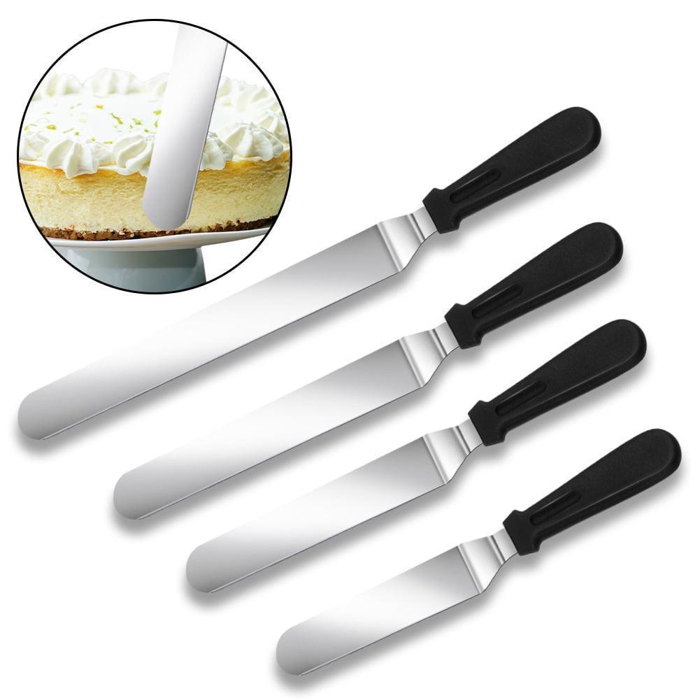 Topekada 4 Set Offset Spatula for Frosting, 6, 8, 10, 12 Inch Angled Cake Icing Spatula, Stainless Steel Icing Spreader Knife, Decorating Cake Scraper - ClubOn