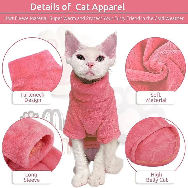 Winter Turtleneck Cat Sweater | Warm Pullover for Hairless Cats - ClubOn