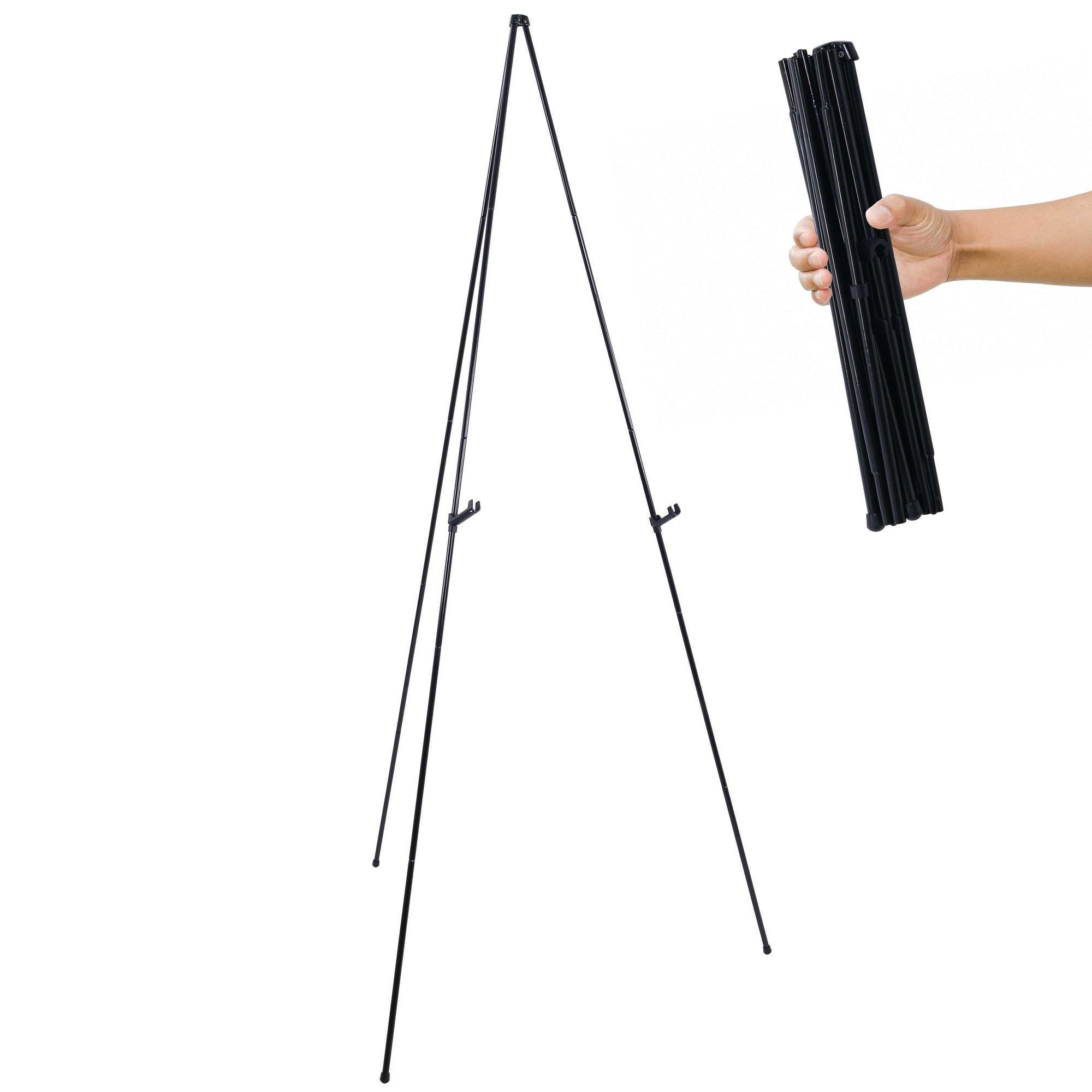 U.S. Art Supply 63" High Steel Easy Folding Display Easel, Adjustable & Portable, Collapsible Display Holder - ClubOn