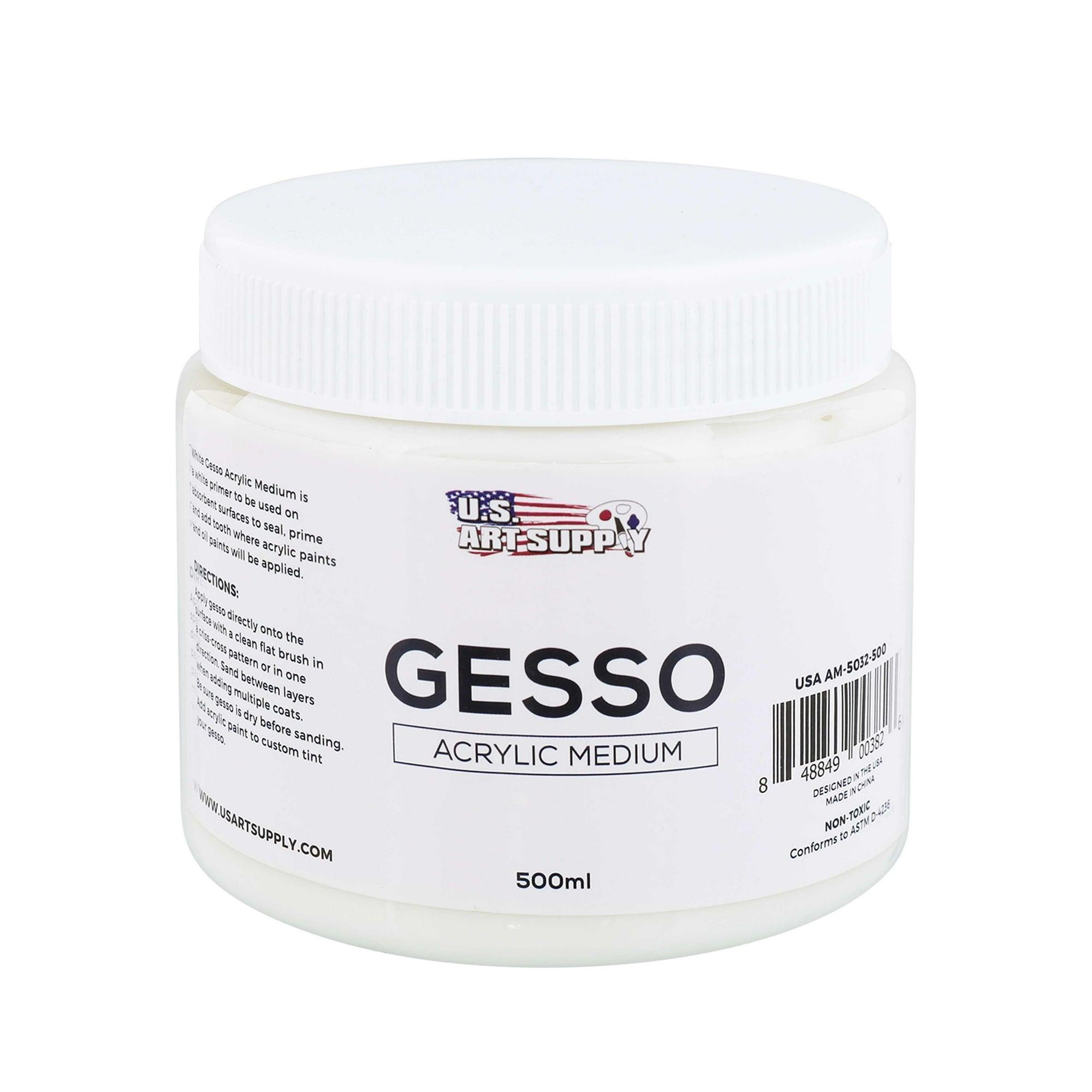 U.S. Art Supply White Gesso Acrylic Medium, 500ml Tub for Canvas Priming & Painting - ClubOn