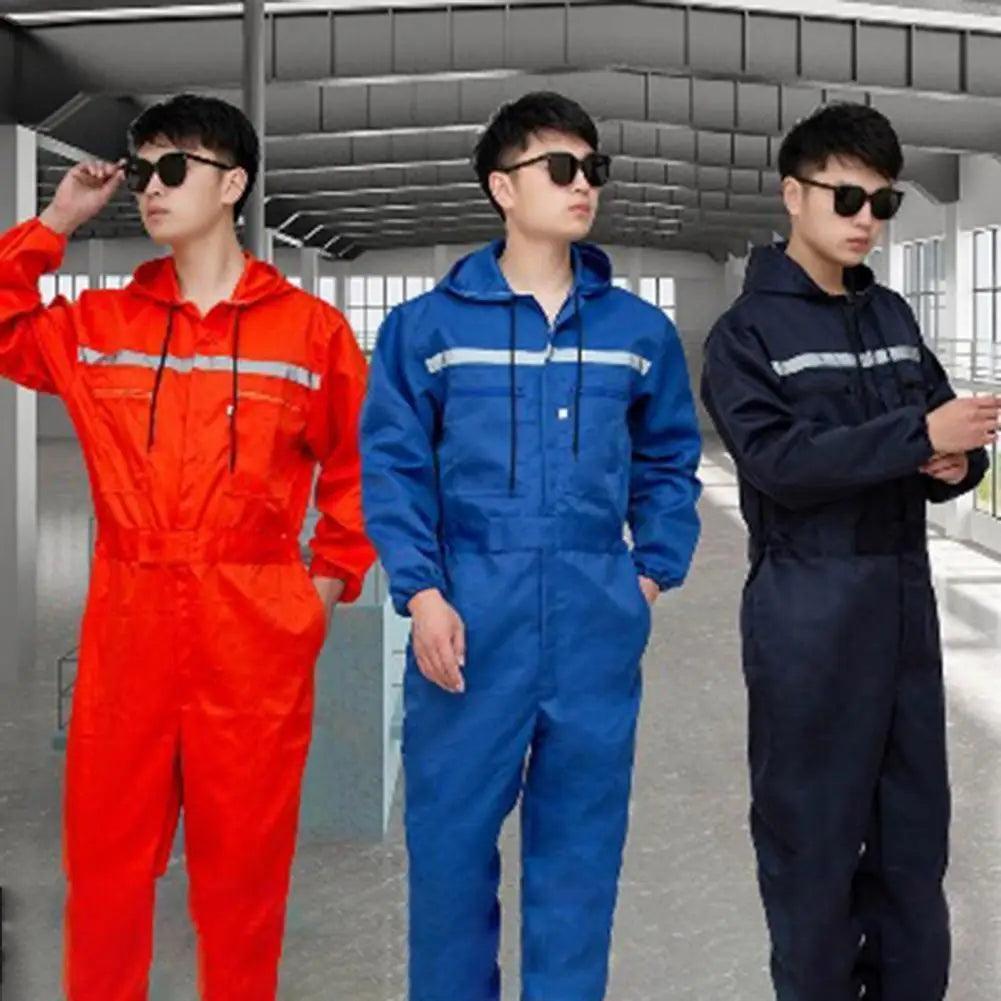 Unisex Hooded Work Overalls - Safety Mechanic Jumpsuit - ClubOn