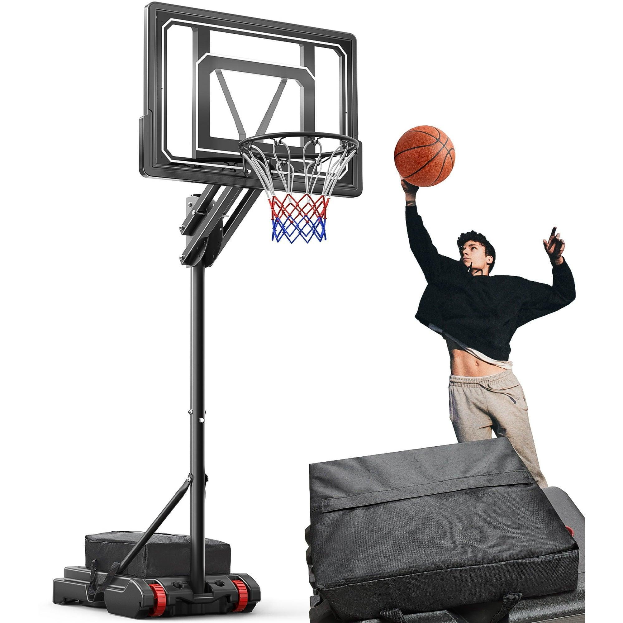 VIRNAZ 33 in. Portable Basketball Hoop & Goal System, Adjustable 5.5-9.5 ft with Weight Bag (Indoor/Outdoor) - ClubOn