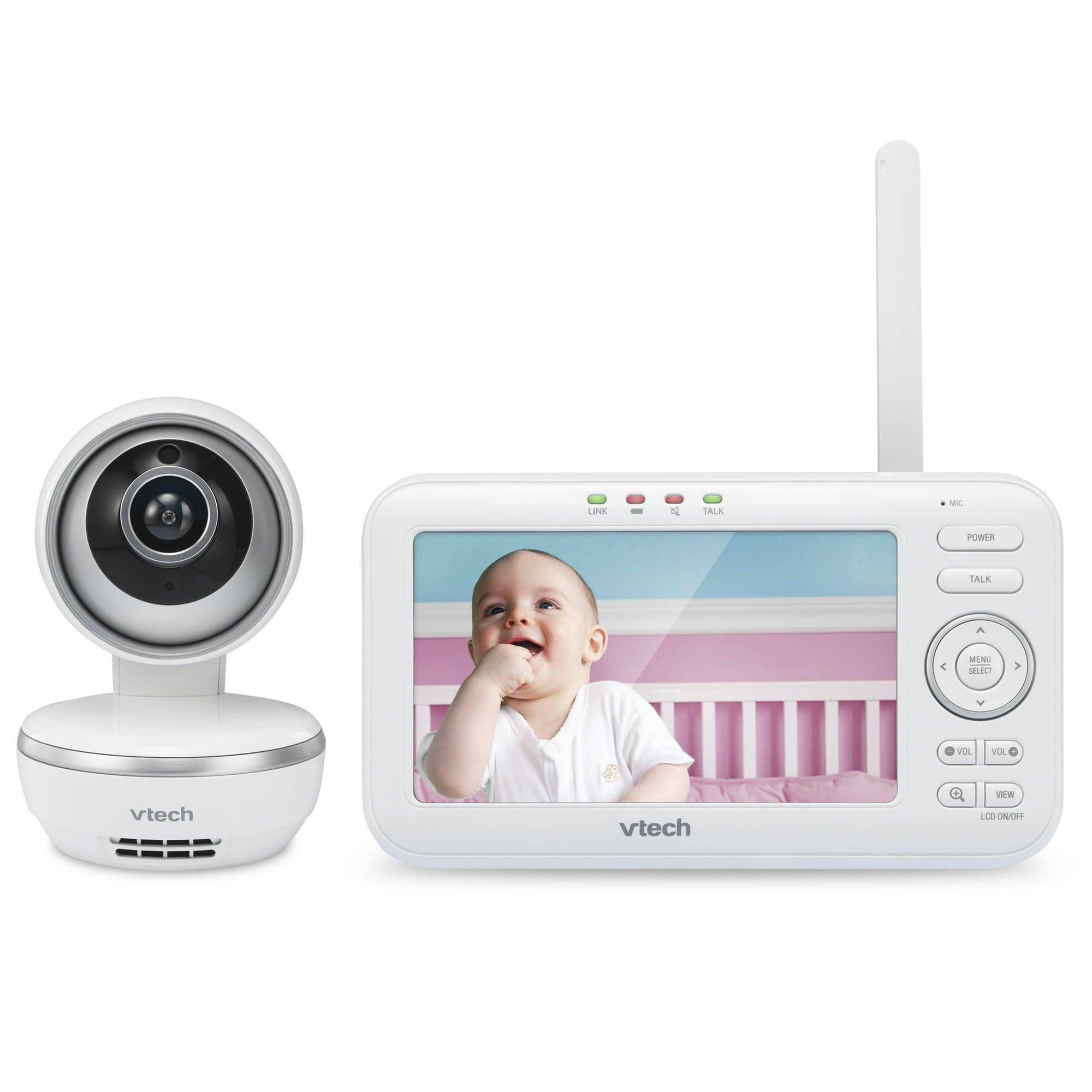 VTech VM5261 5” Digital Video Baby Monitor with Pan & Tilt Camera, Wide-Angle & Standard Lenses, White - ClubOn