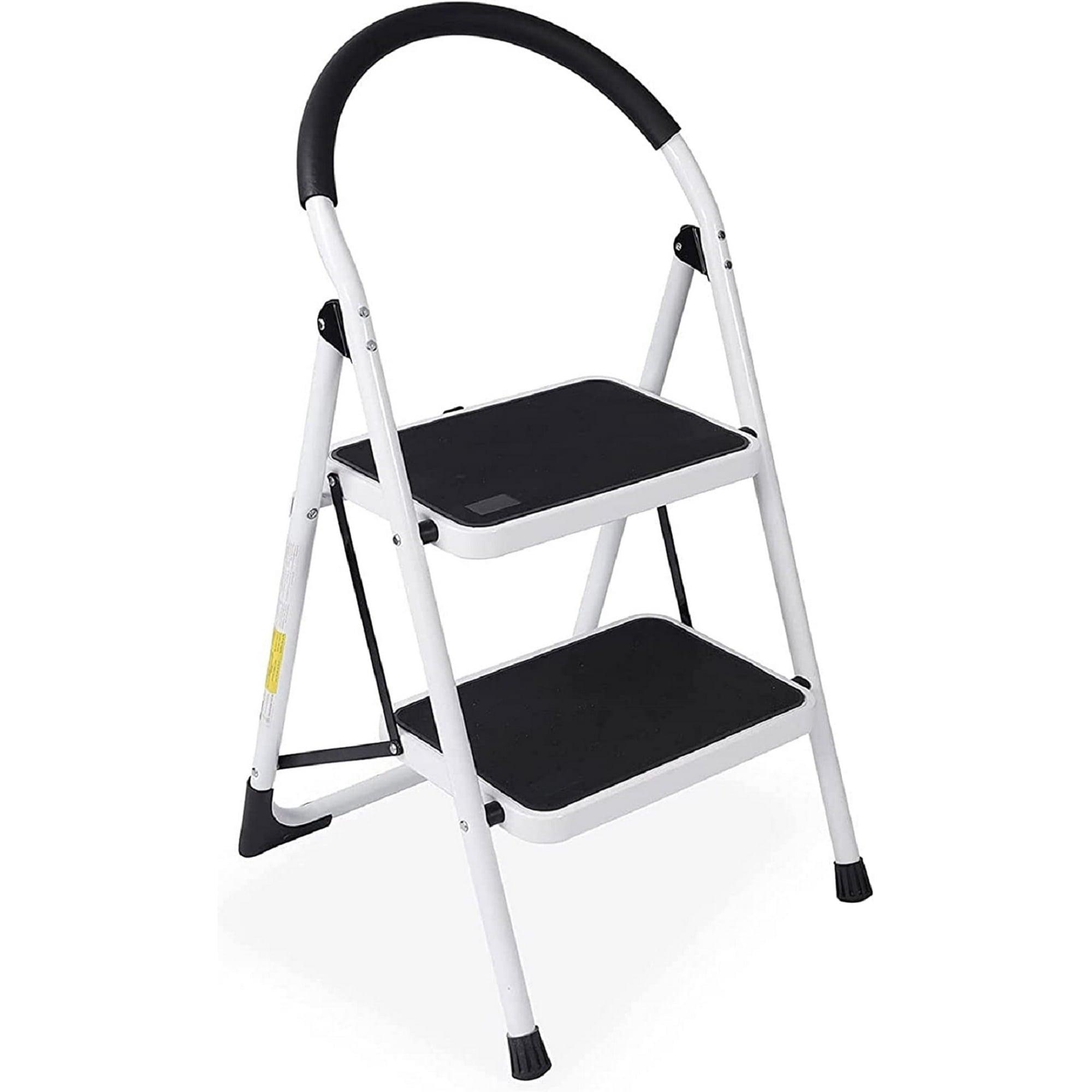 WAYPLUS 2-Step Steel Ladder – Folding Portable Step Stool with Non-Slip Feet, Rubber Pads, 330lb Capacity - ClubOn