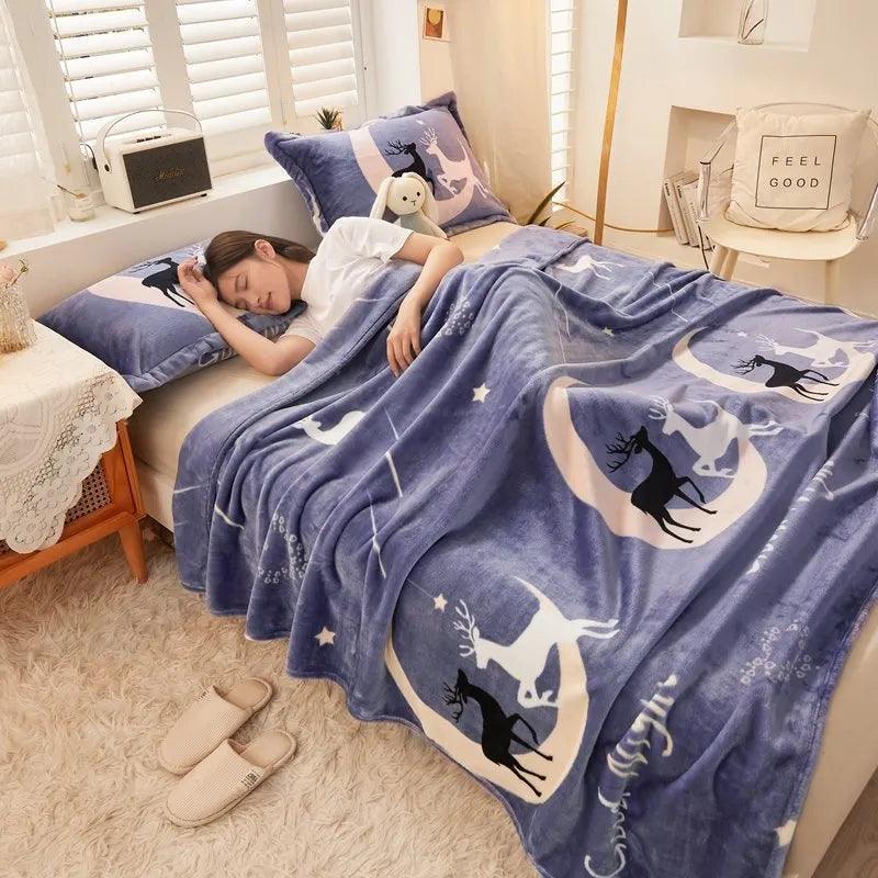 Mengjie Ice Mink Velvet Blanket – Thick Single & Double Bed Blanket - ClubOn