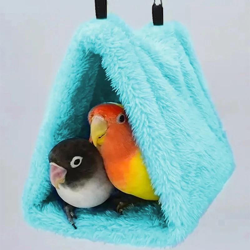 Winter Pet Bird Warm Plush Hammock Hut – Hanging Cave Bed for Parrot Cages - ClubOn