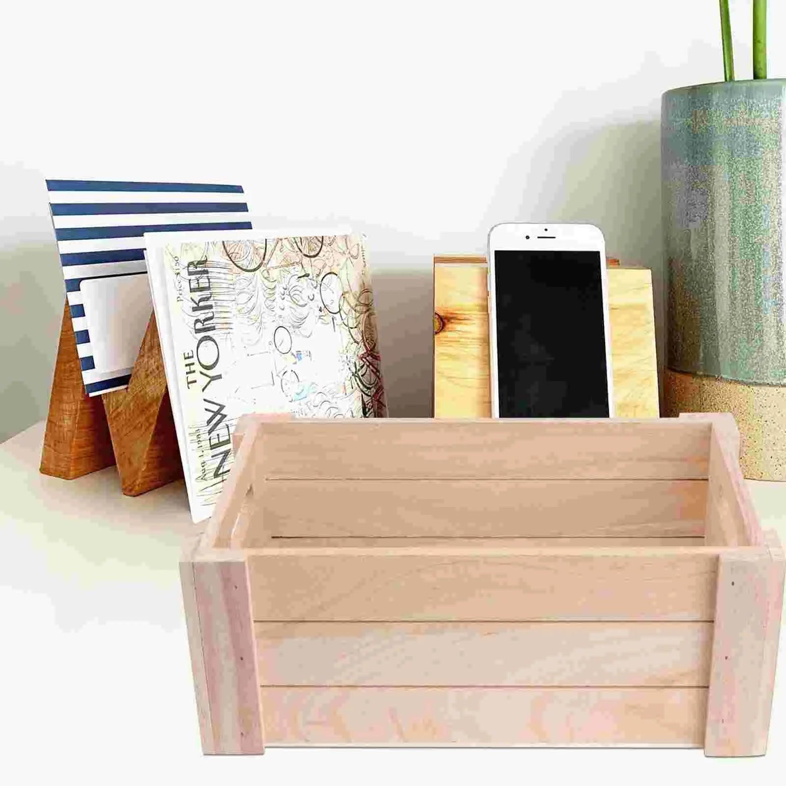 Rustic Wooden Storage Box – Organizer for Desk & Bathroom - ClubOn
