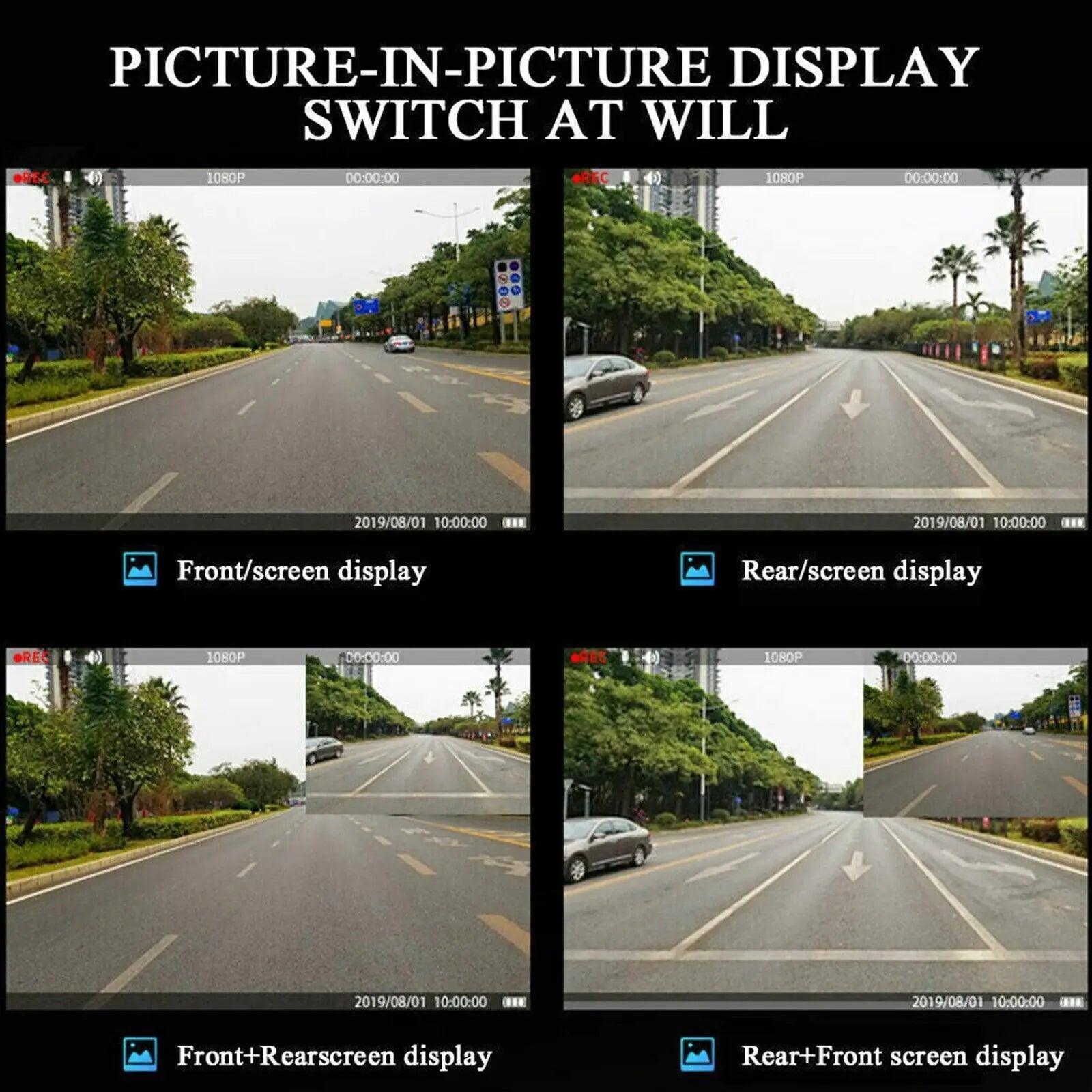 1080P HD Rearview Mirror Car DVR Dual Dash Cam Camera Front Rear Video Recorder - ClubOn