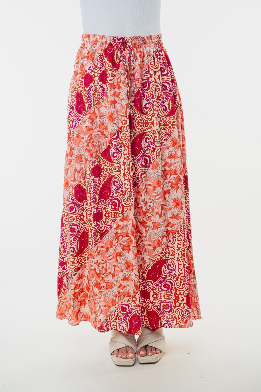 High-Waisted Floral Woven Skirt – Effortless Elegance - ClubOn