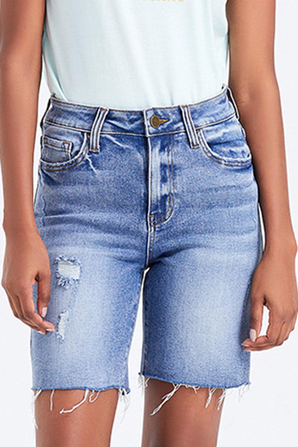 BAYEAS High Rise Denim Shorts - ClubOn