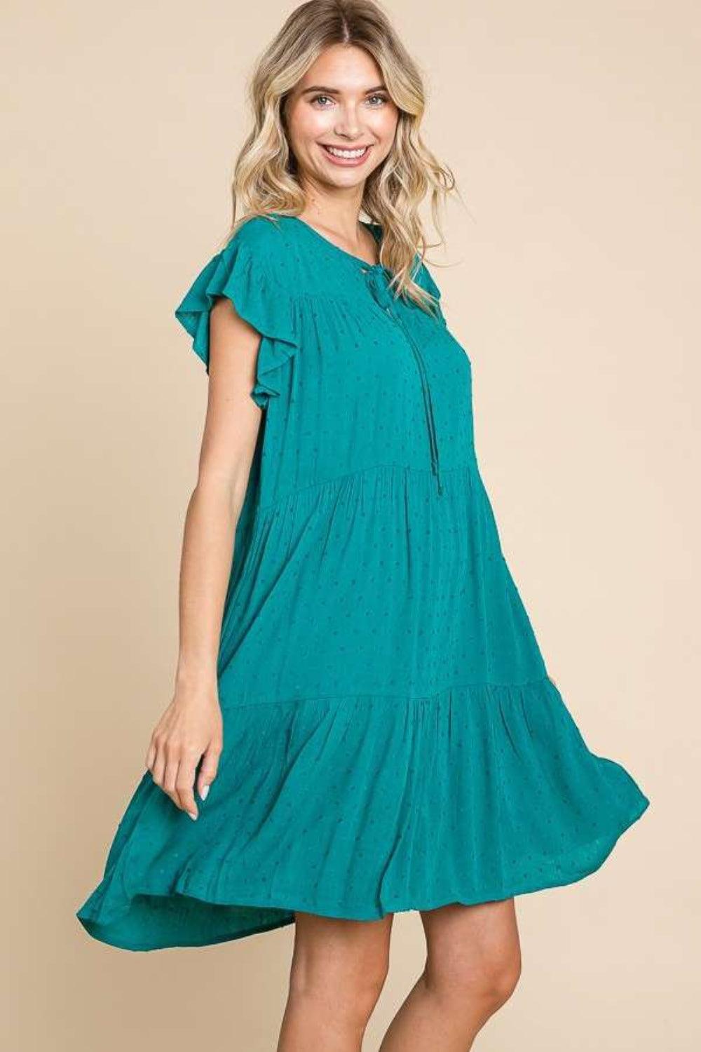 Culture Code Ruffle Cap Sleeve Tiered Dress - ClubOn