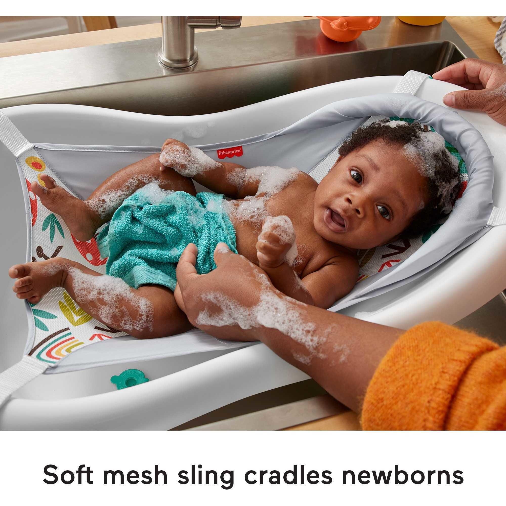 Fisher-Price 4-in-1 Sling ‘n Seat Tub Baby to Toddler Bath with 2 Toys – Whimsical Forest, Plastic - ClubOn