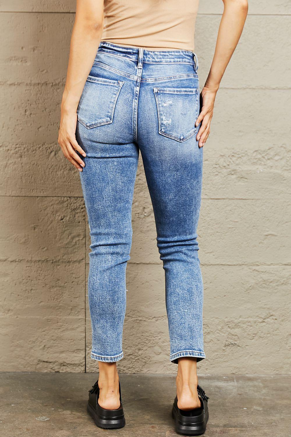 BAYEAS Mid Rise Distressed Skinny Jeans - ClubOn