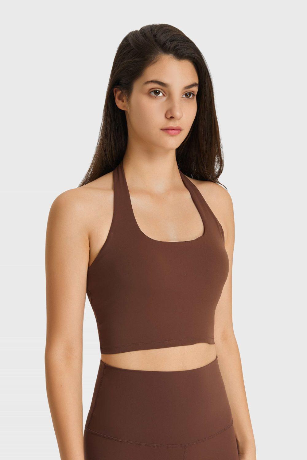 Millennia Breathable Halter Neck Sports Bra - ClubOn