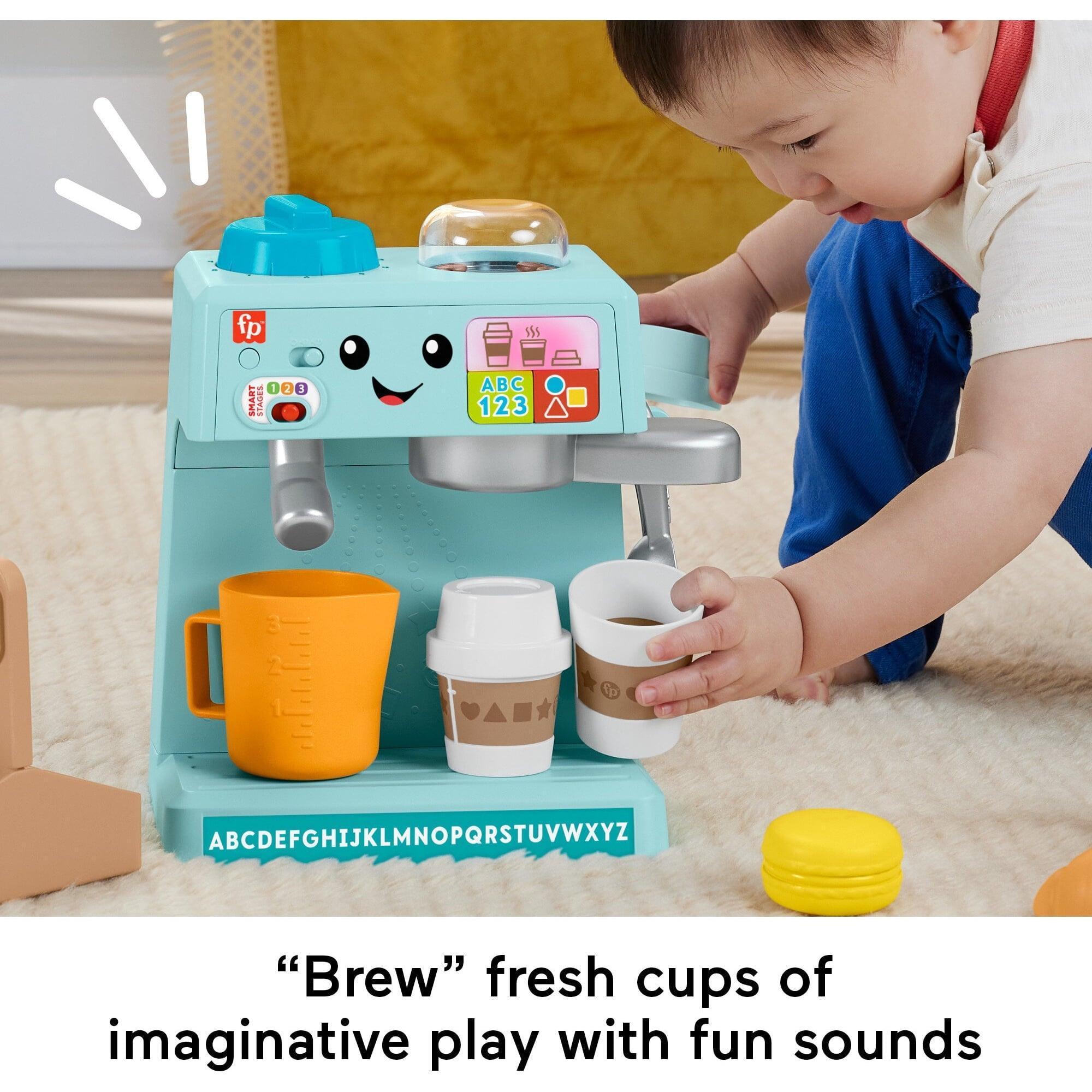 Fisher-Price Laugh & Learn Learn & Serve Coffee Café Toddler Electronic Toy – 10 Play Pieces - ClubOn