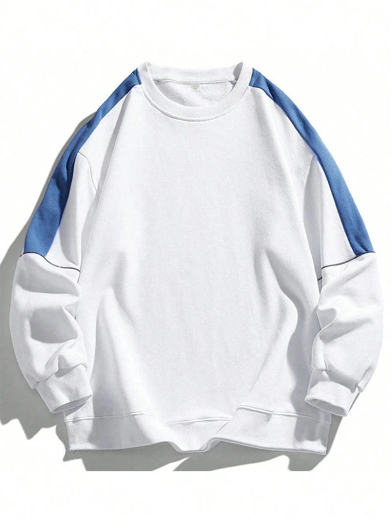 Men's Raglan Sleeve Sweatshirt - Fashionable Contrast Round Neck for Autumn & Winter - ClubOn