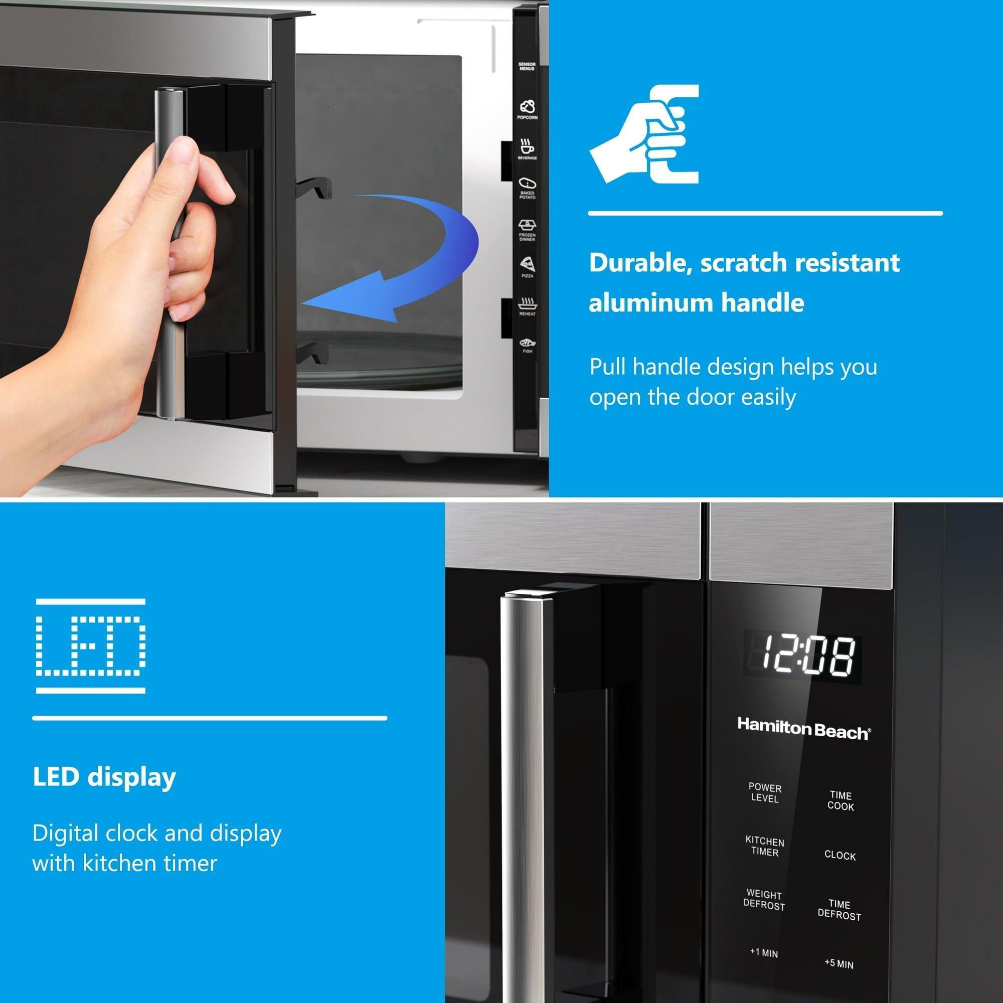 Hamilton Beach 1.6 Cu ft Sensor Cook Microwave Oven, Countertop, Stainless Steel, New - ClubOn