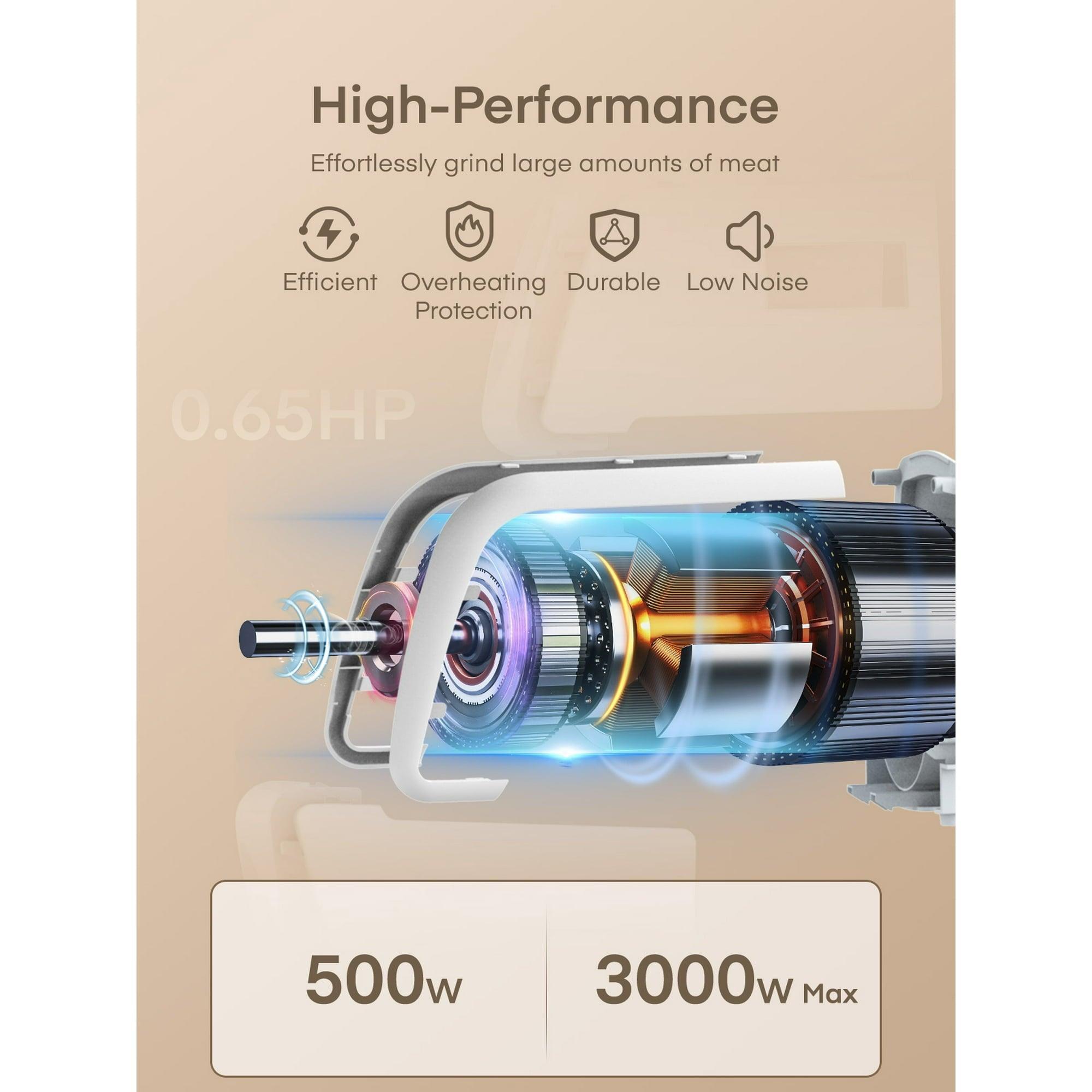 Electric Meat Grinder Heavy Duty, 3000W Max, Sausage Stuffer, 4 Stainless Steel Grinding Plates, 3 Blades, Storage Box - ClubOn