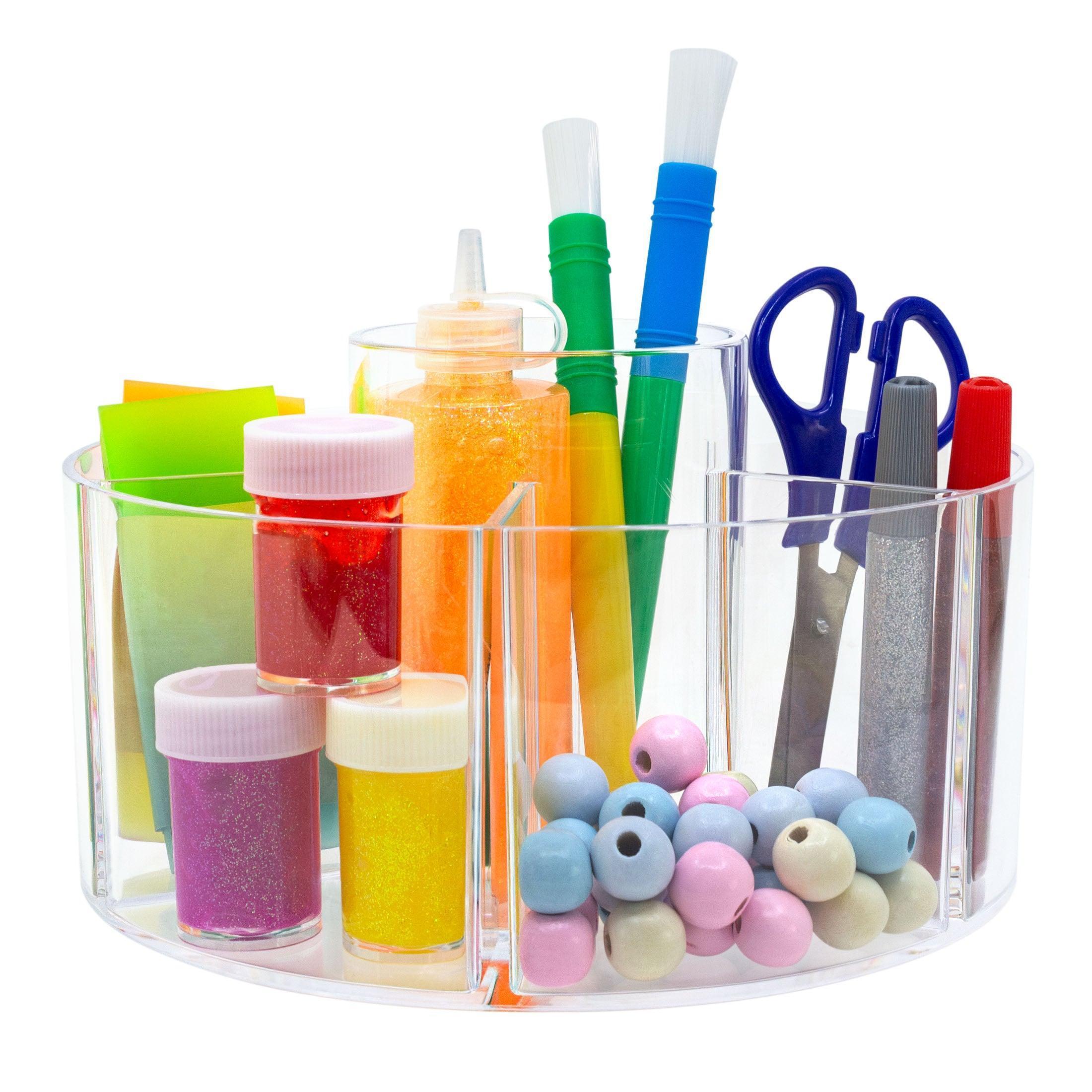 Swissco Spinning Arts and Crafts Storage Caddy Organizer – Rotating, Clear, 7 Sections - ClubOn