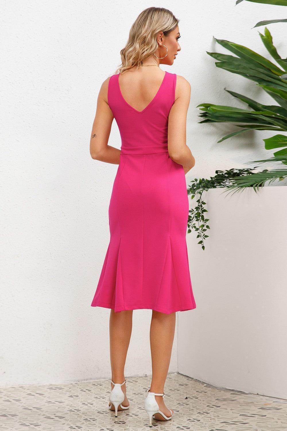 Wide Strap Wrap Fishtail Dress - ClubOn