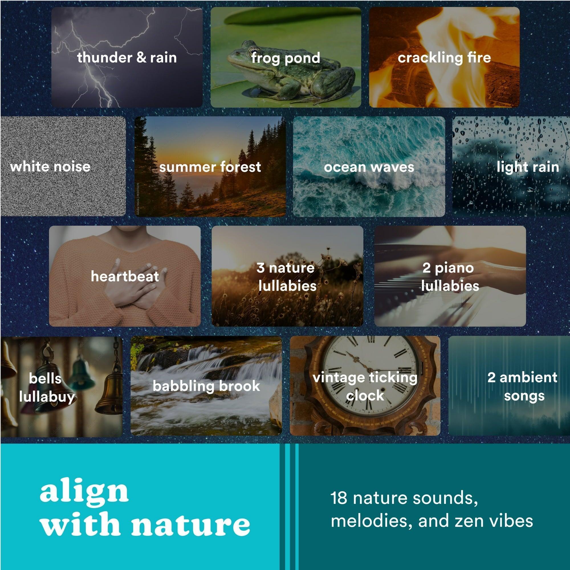 Homedics Sound Sleep Moon Dream Sound Machine & Clock with Lunar Cycle Display – 18 Soothing Sounds - ClubOn