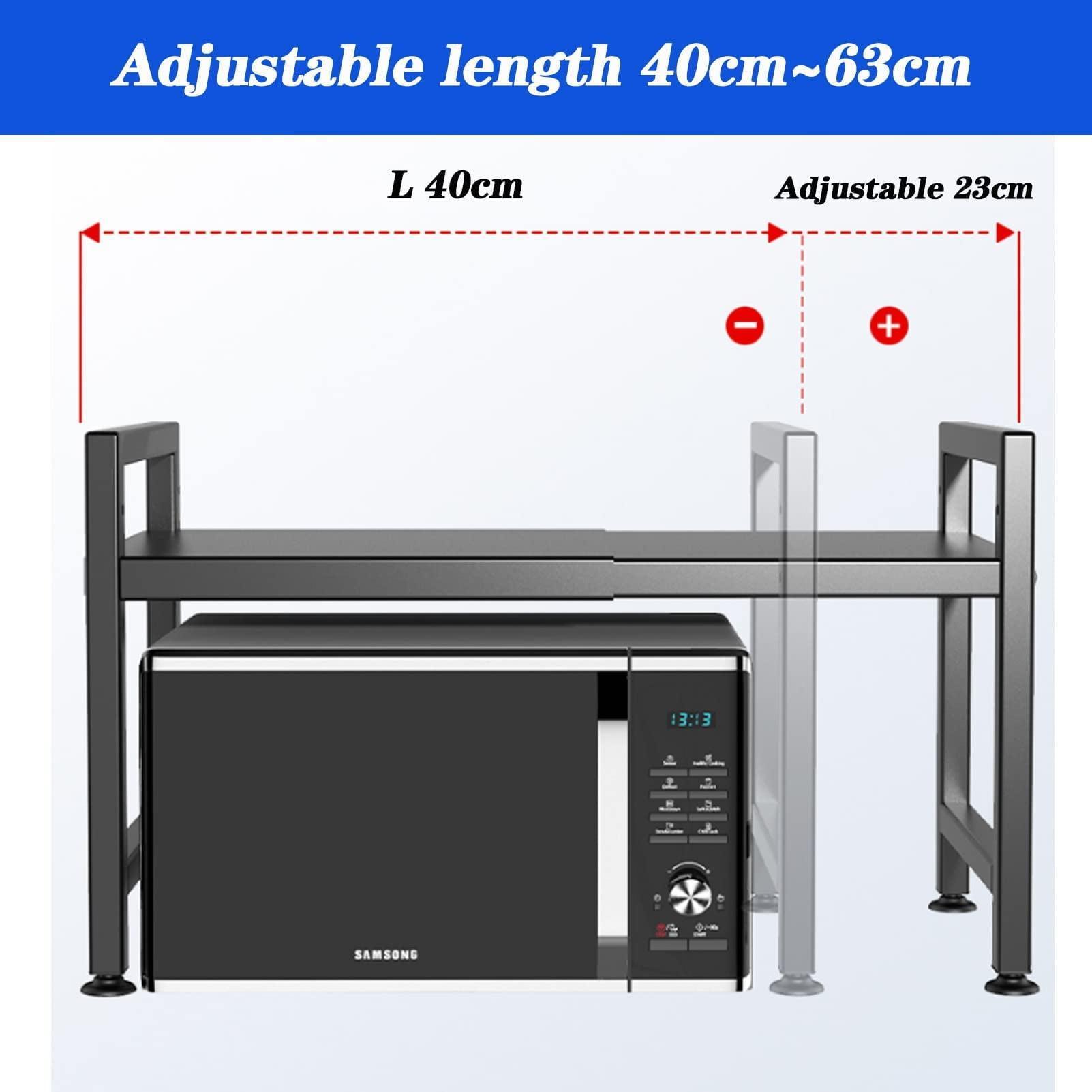 Copedvic 3-Tier Kitchen Baker's Rack, Extendable Microwave Oven Stand, Storage Shelf with S-Hooks, Black - ClubOn