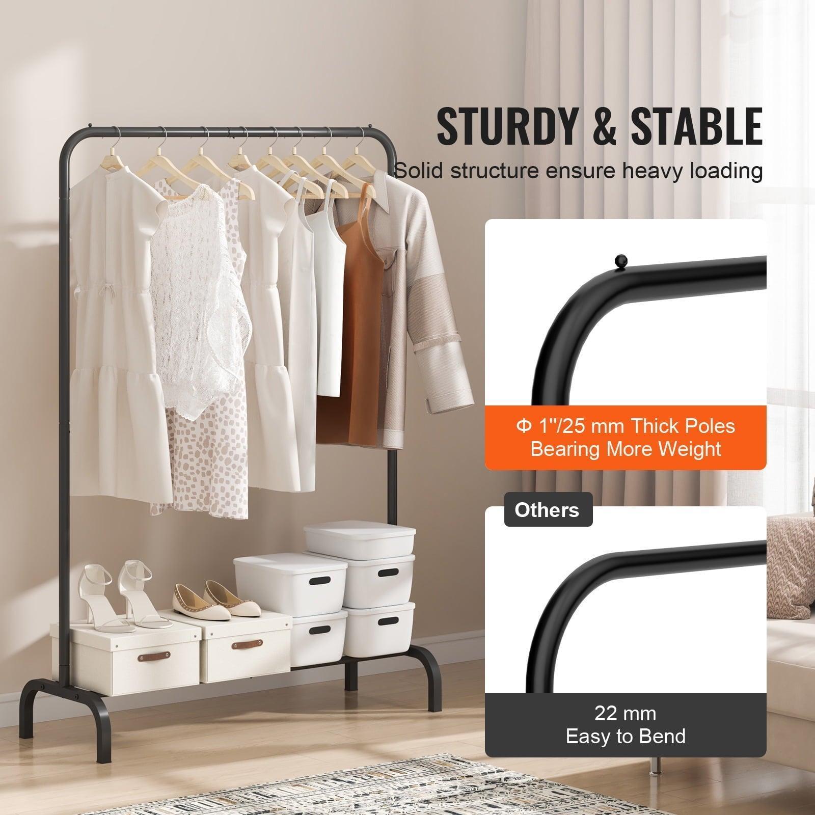 SKYSHALO Heavy Duty Clothes Rack - Garment Rack with Hanging Rod for Bedroom - ClubOn